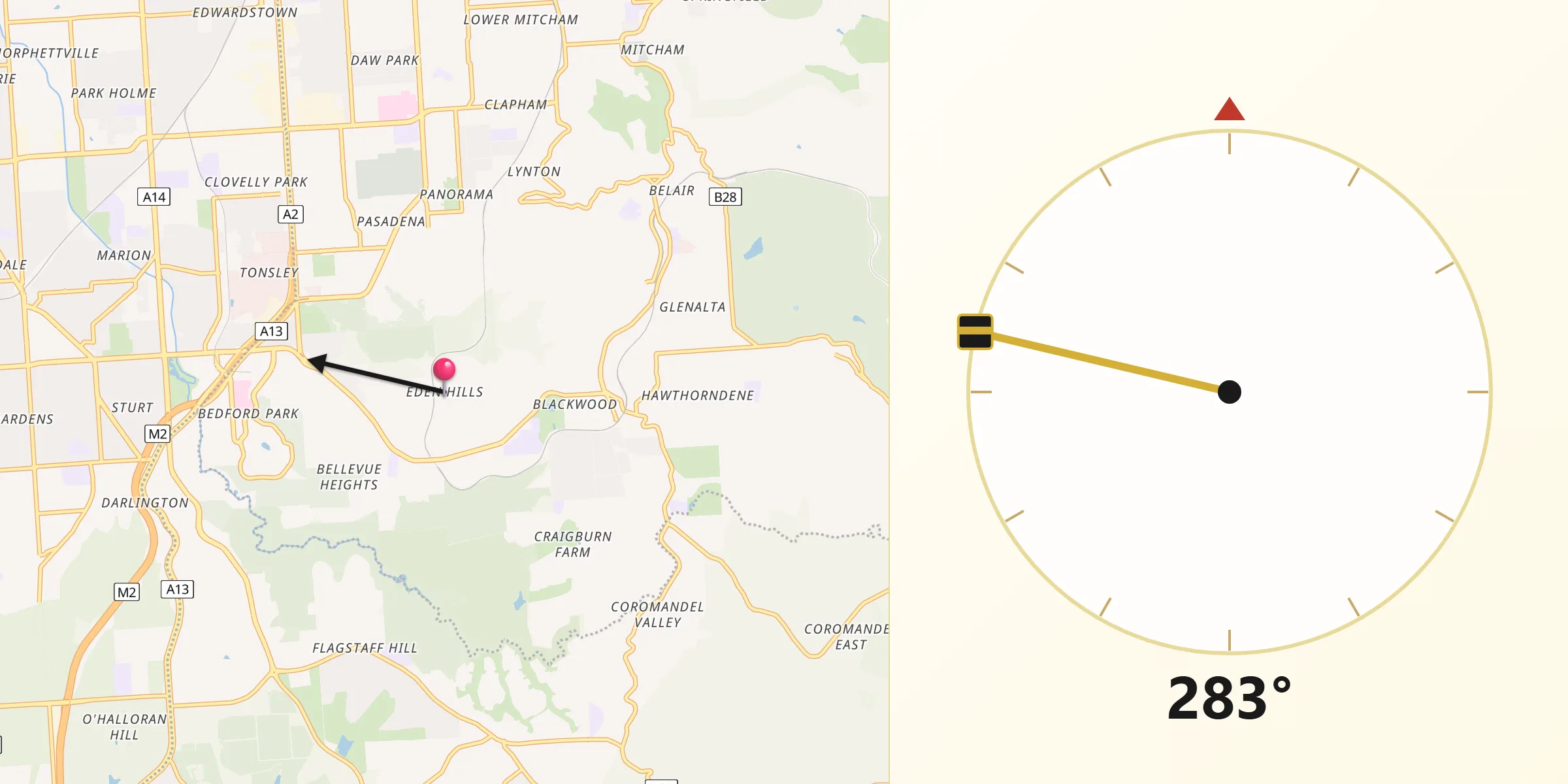 Qibla Direction from Eden Hills