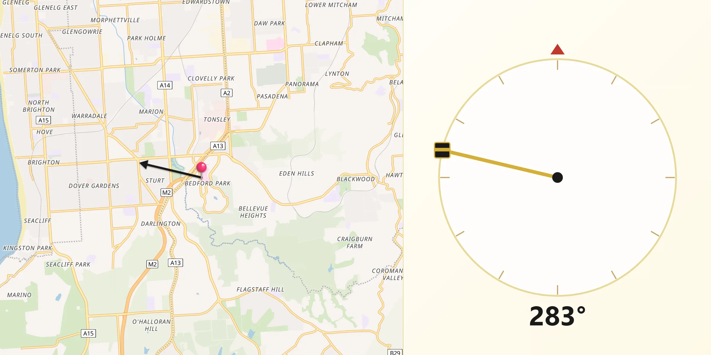 Qibla Direction from Bedford Park