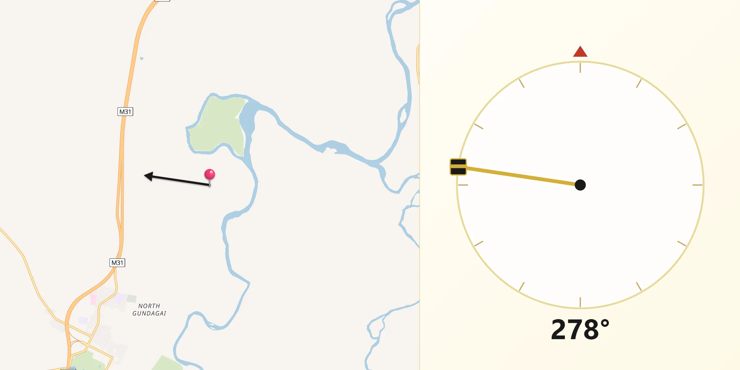 Qibla Direction from Gundagai