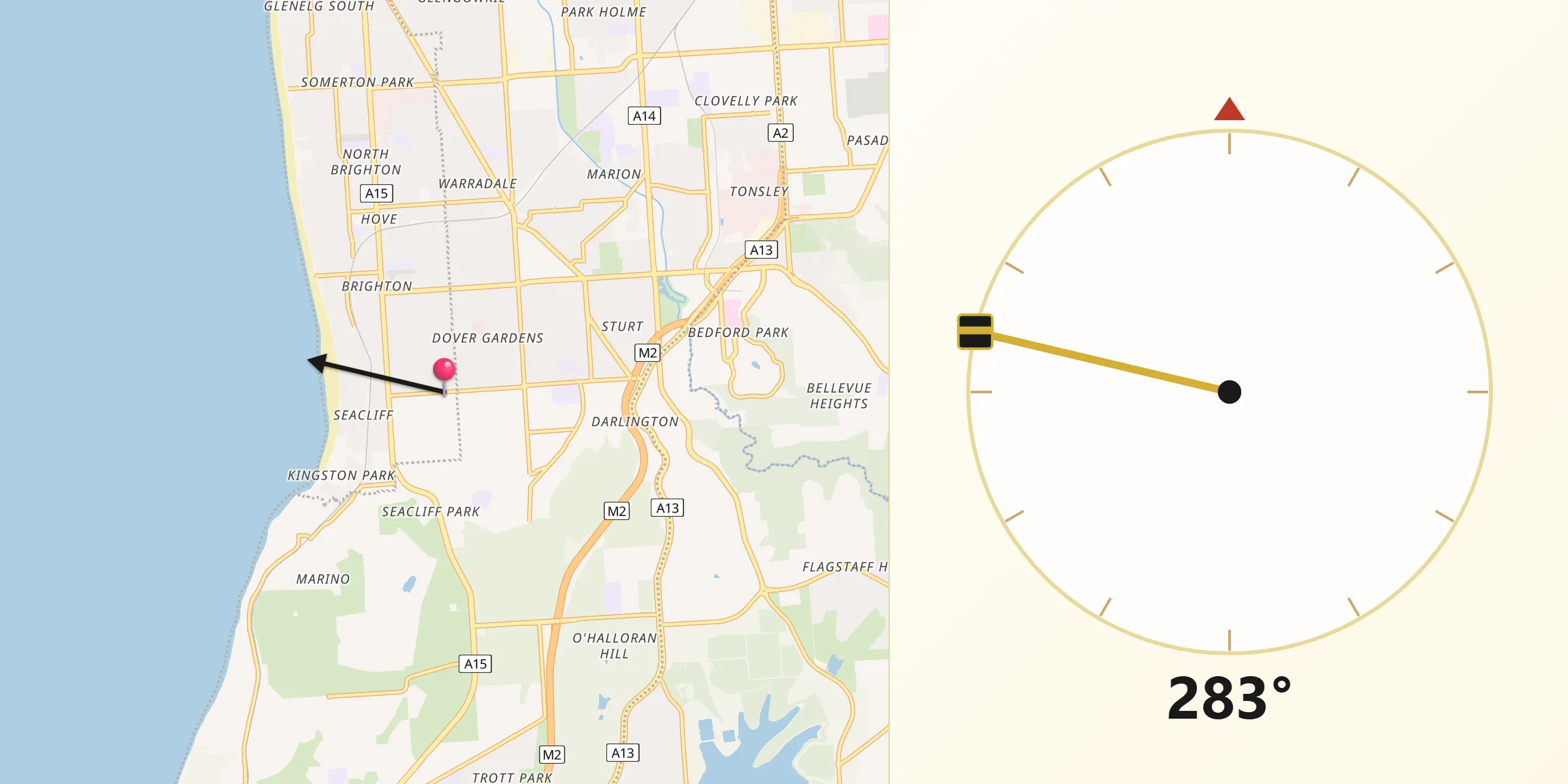 Qibla Direction from Seacliff Park