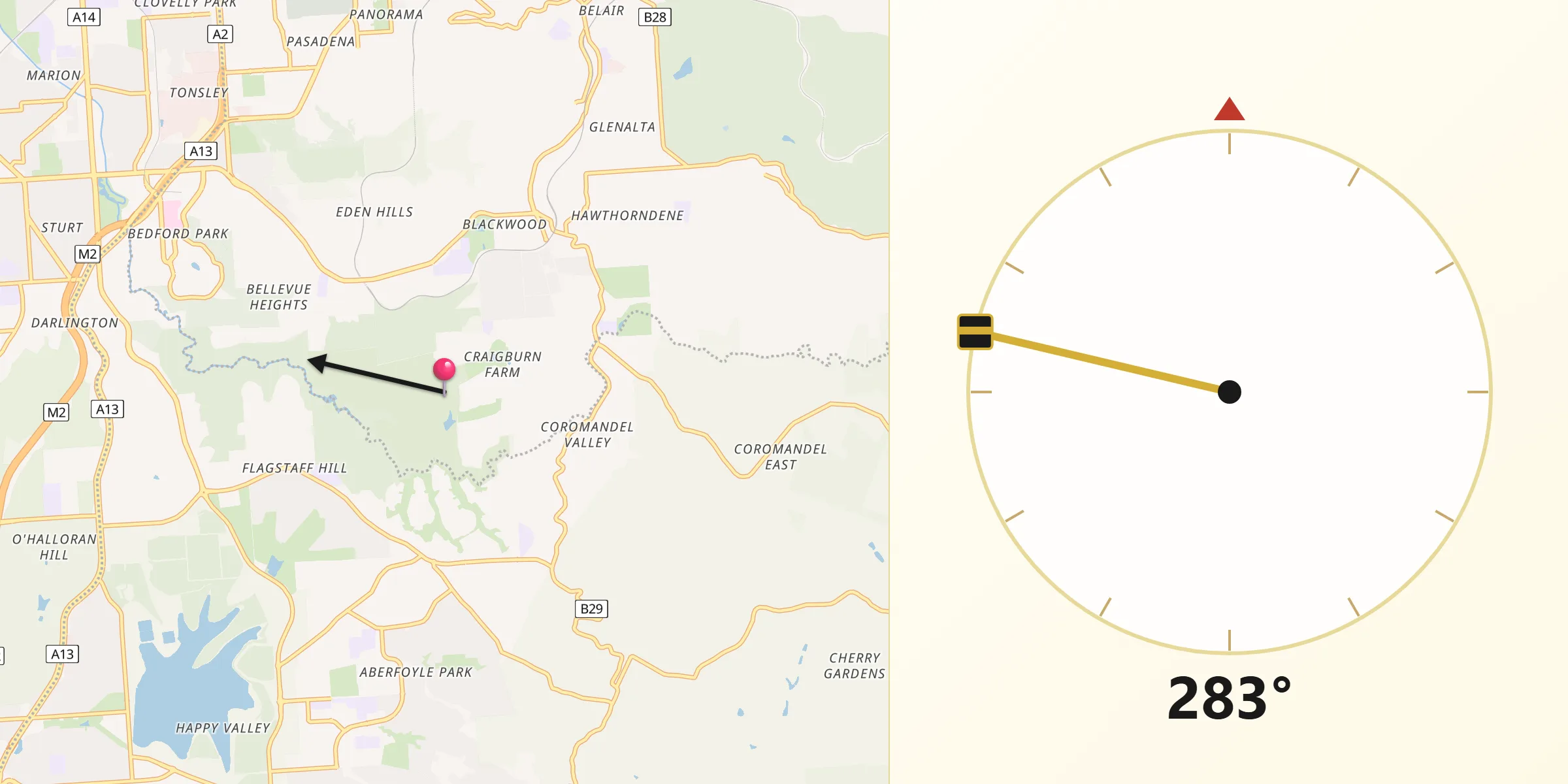 Qibla Direction from Craigburn Farm