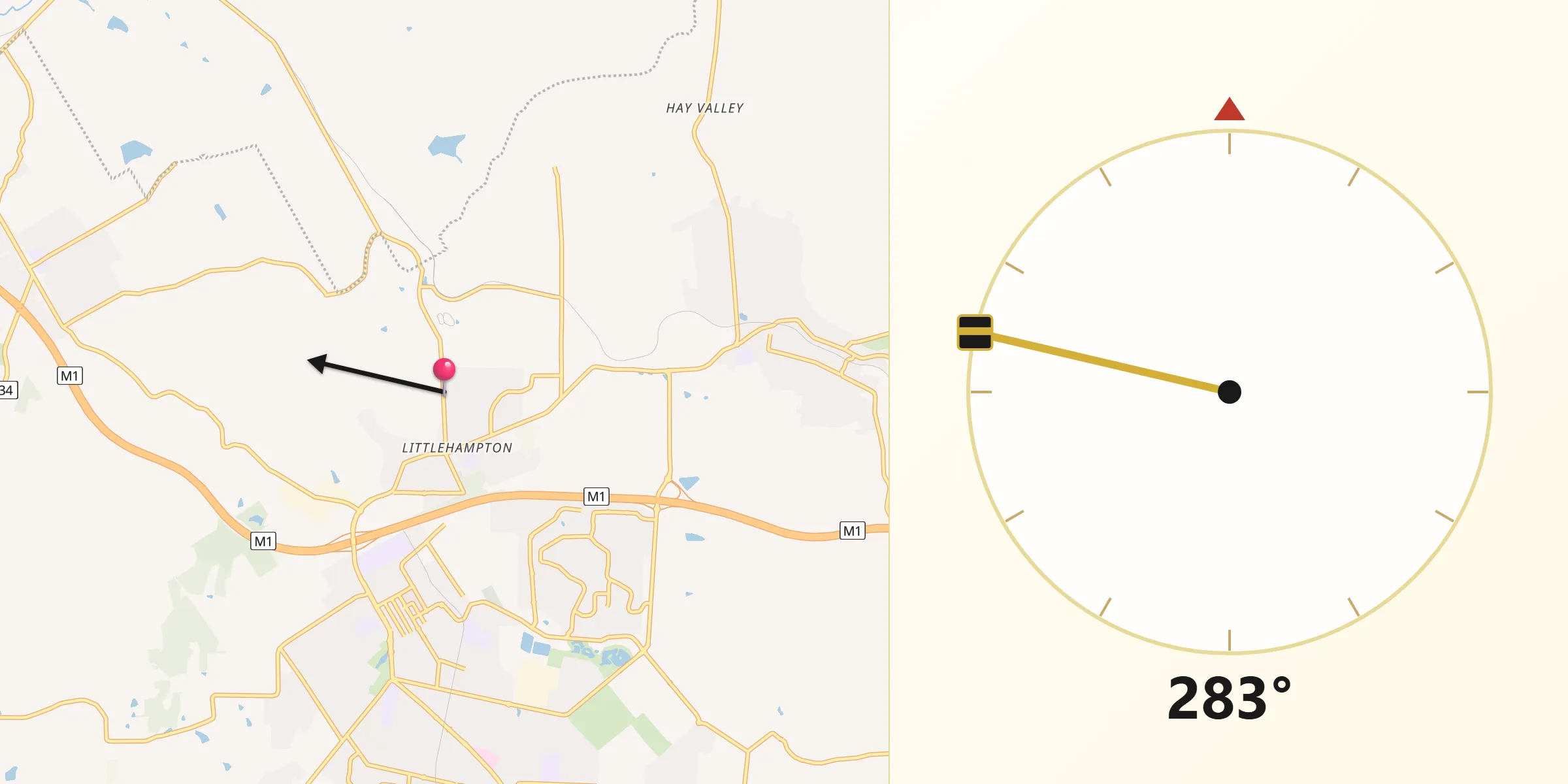 Qibla Direction from Little Hampton