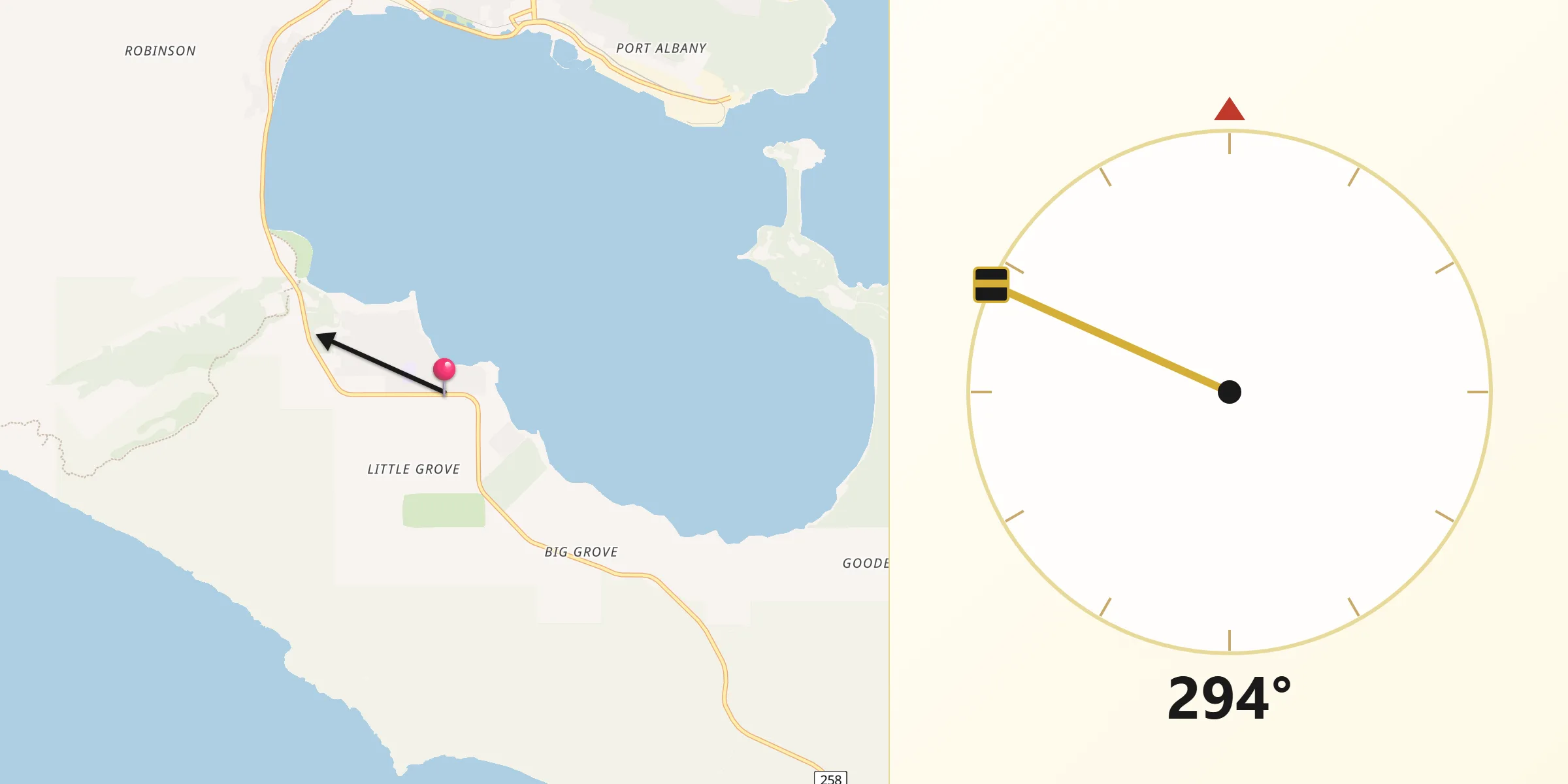 Qibla Direction from Little Grove