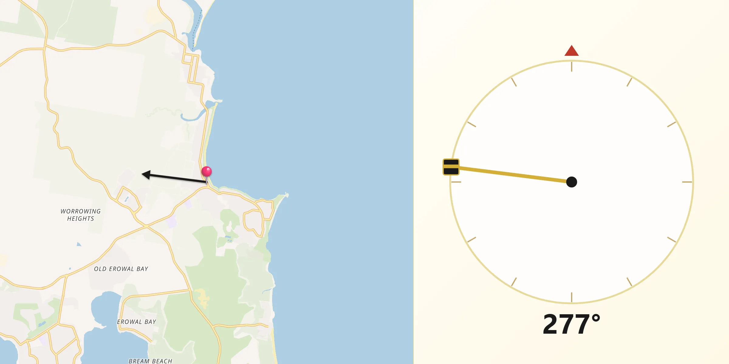 Qibla Direction from Vincentia