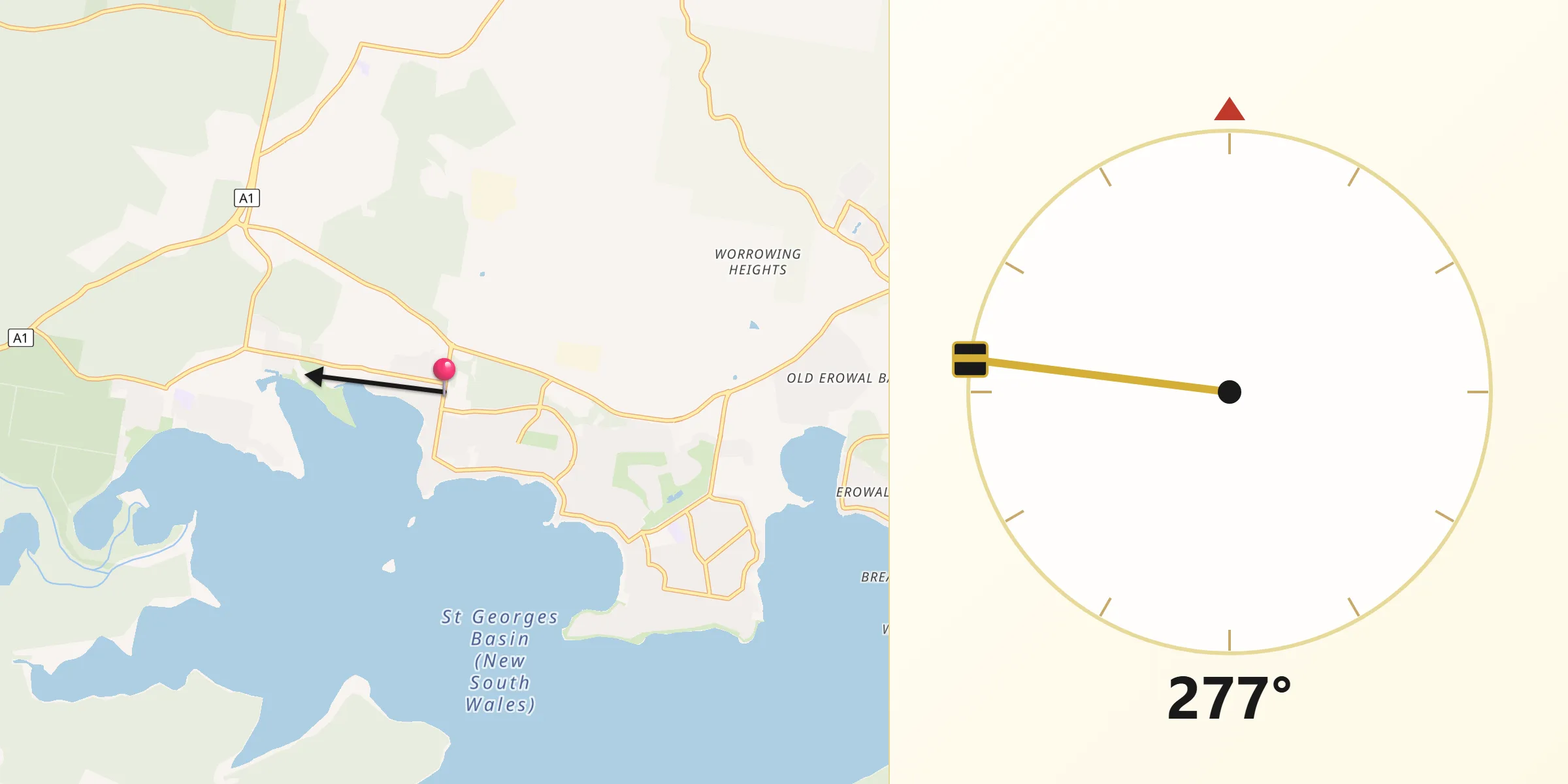 Qibla Direction from St. Georges Basin
