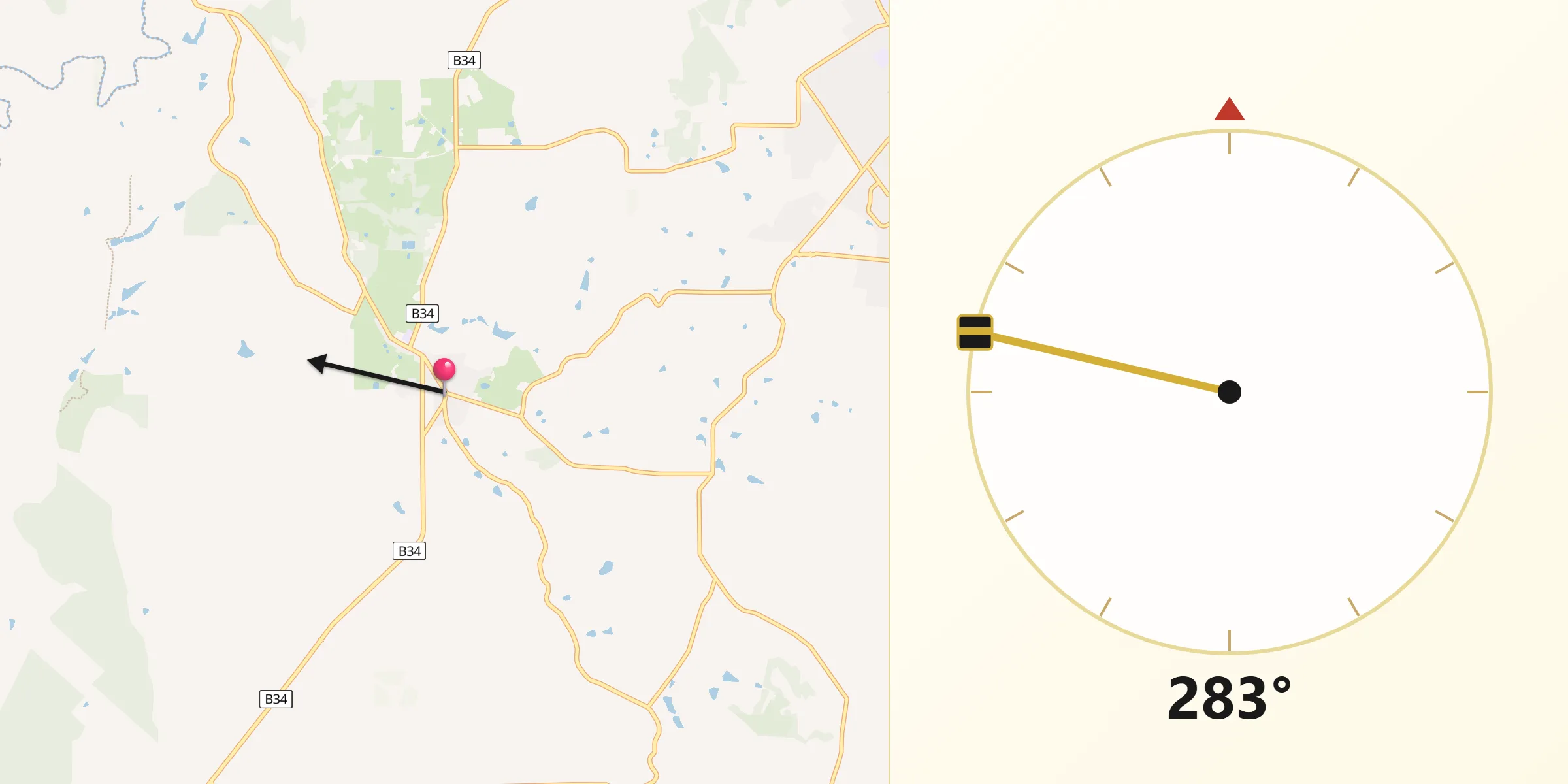 Qibla Direction from Echunga