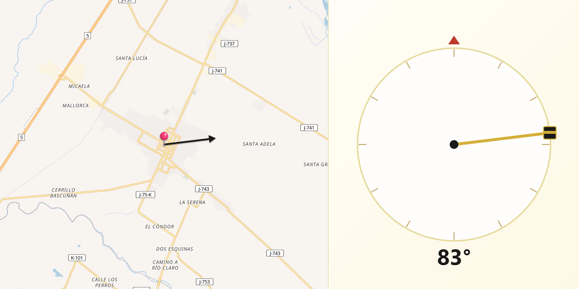 Dirección de la Qibla desde Molina