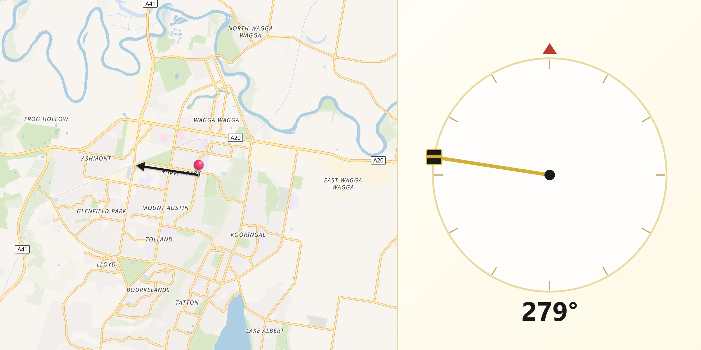 Qibla Direction from Turvey Park