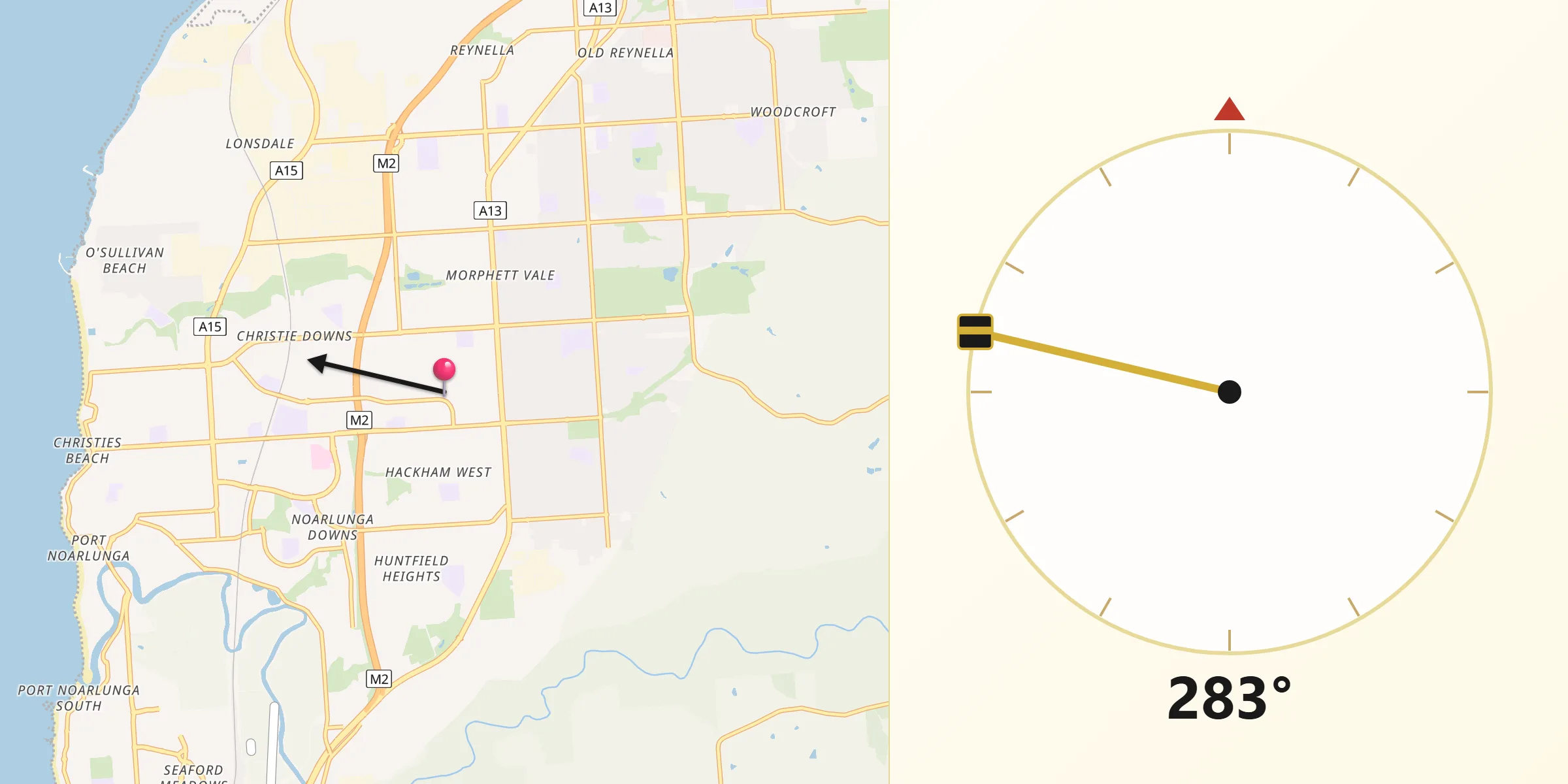 Qibla Direction from Morphett Vale