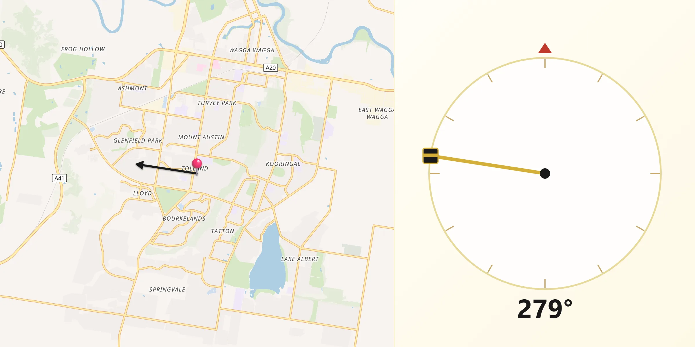 Qibla Direction from Tolland