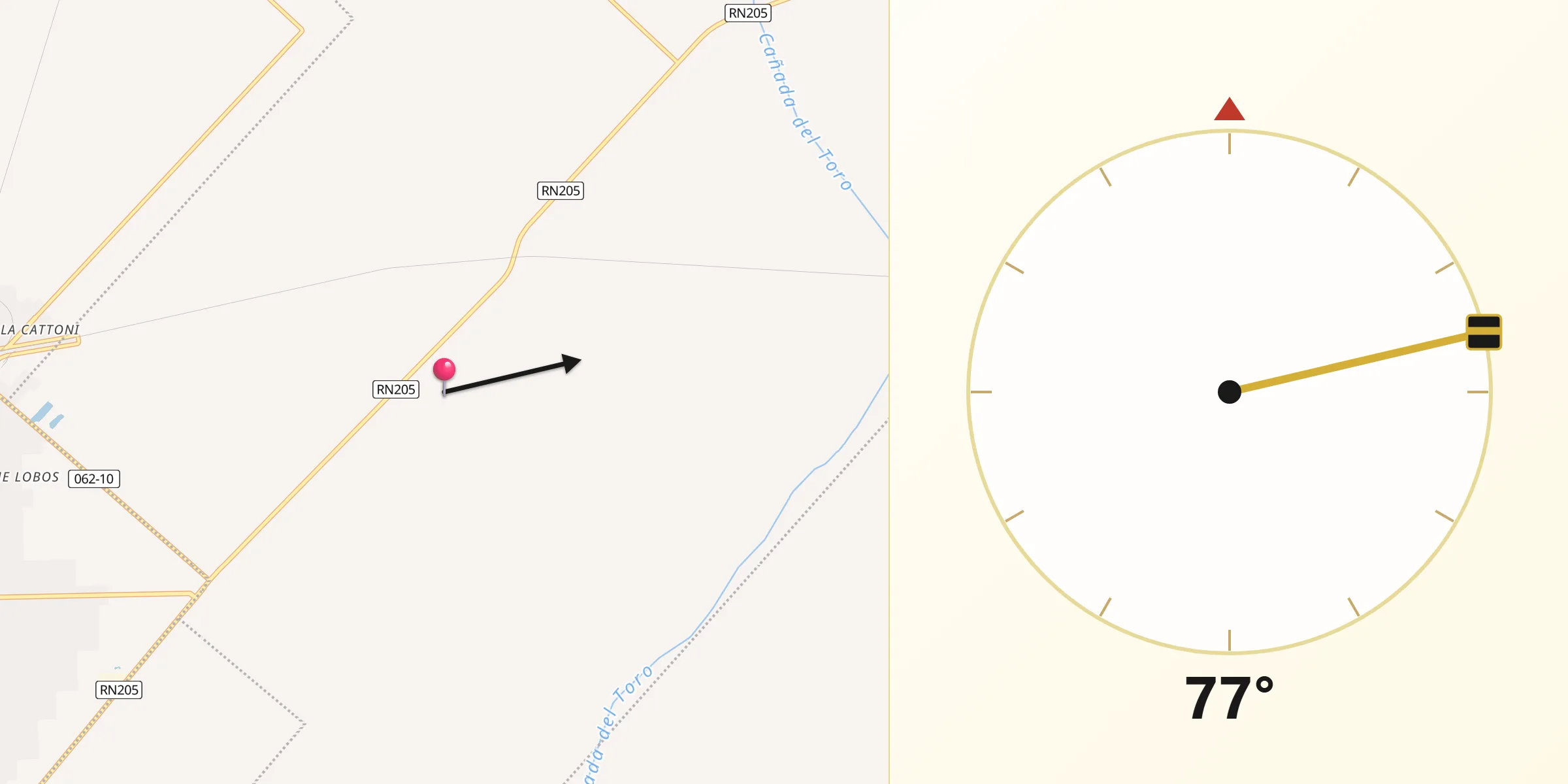 Dirección de la Qibla desde Cañuelas