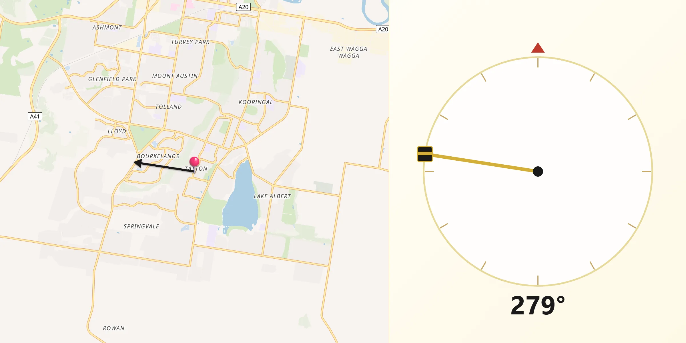 Qibla Direction from Tatton
