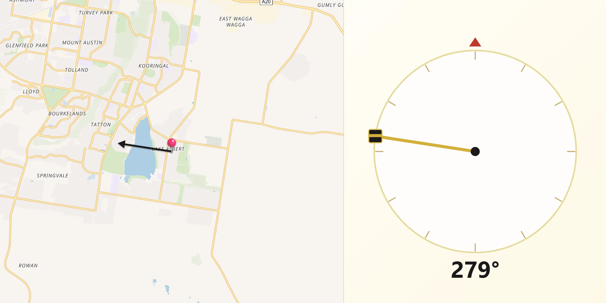 Qibla Direction from Lake Albert