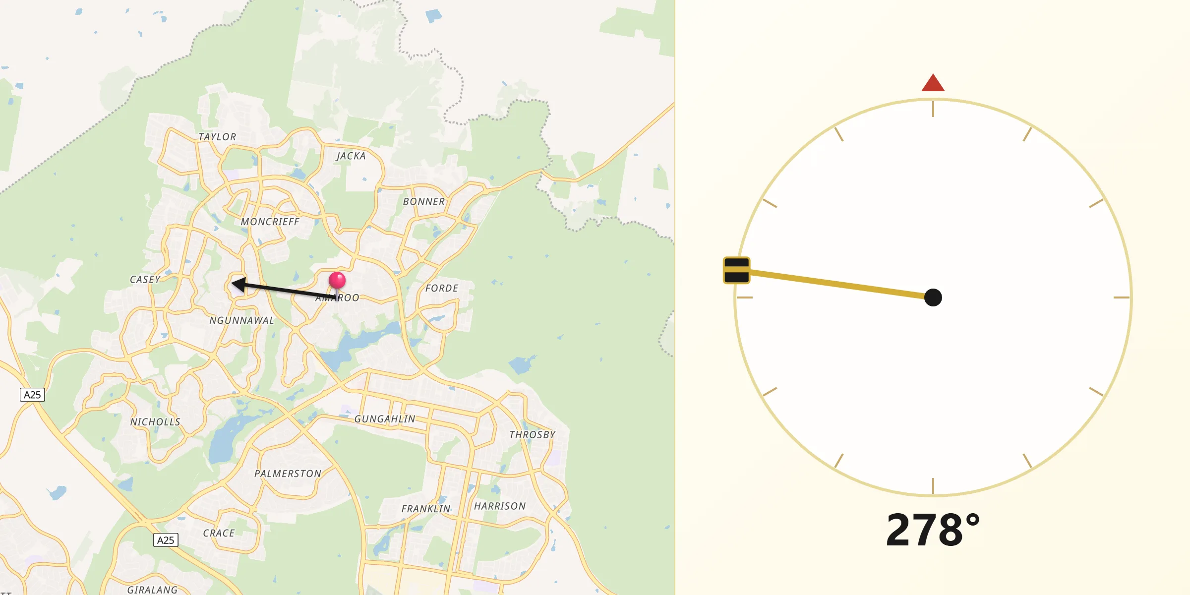 Qibla Direction from Amaroo