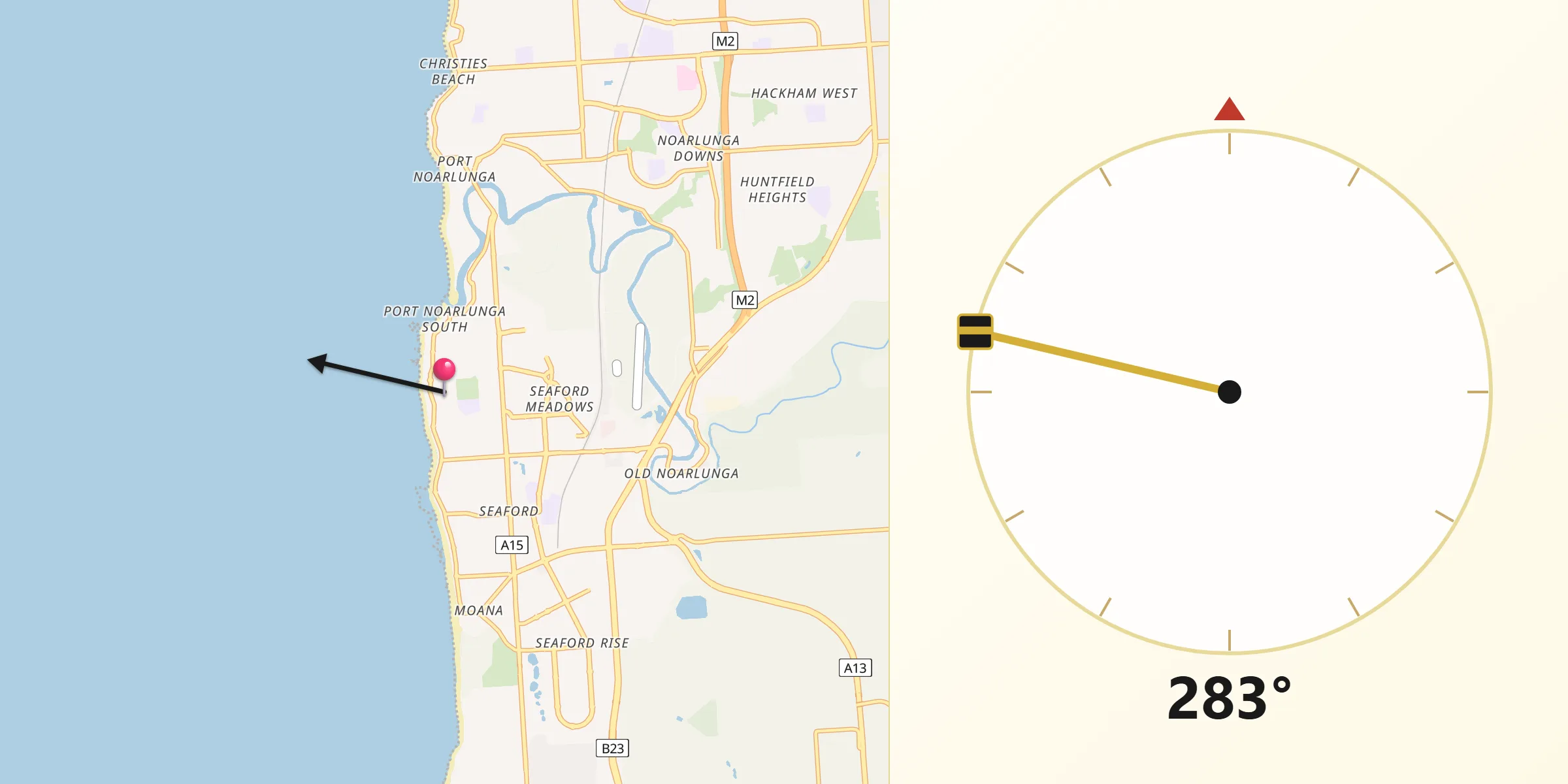 Qibla Direction from Port Noarlunga South