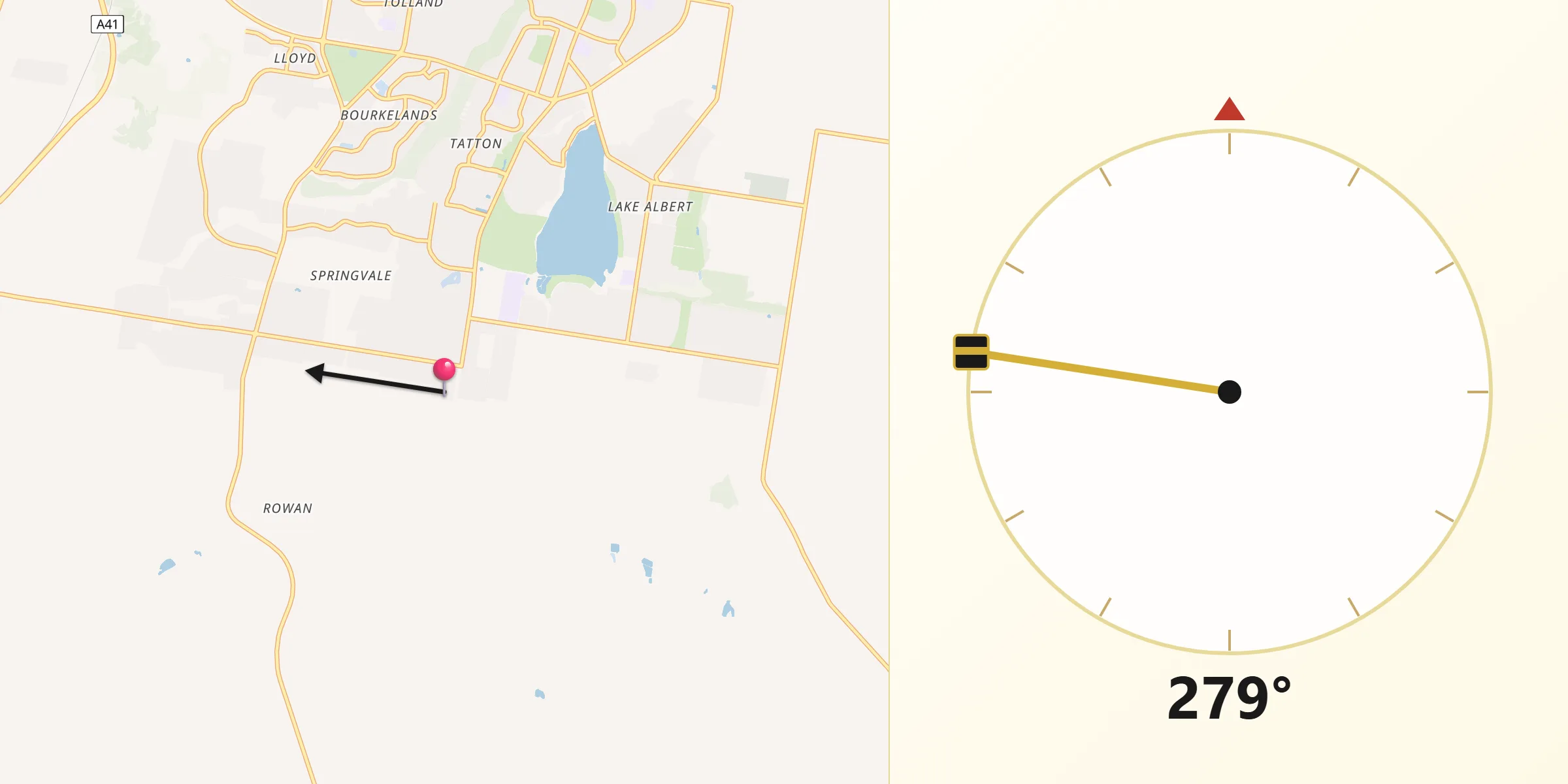 Qibla Direction from Wagga Wagga