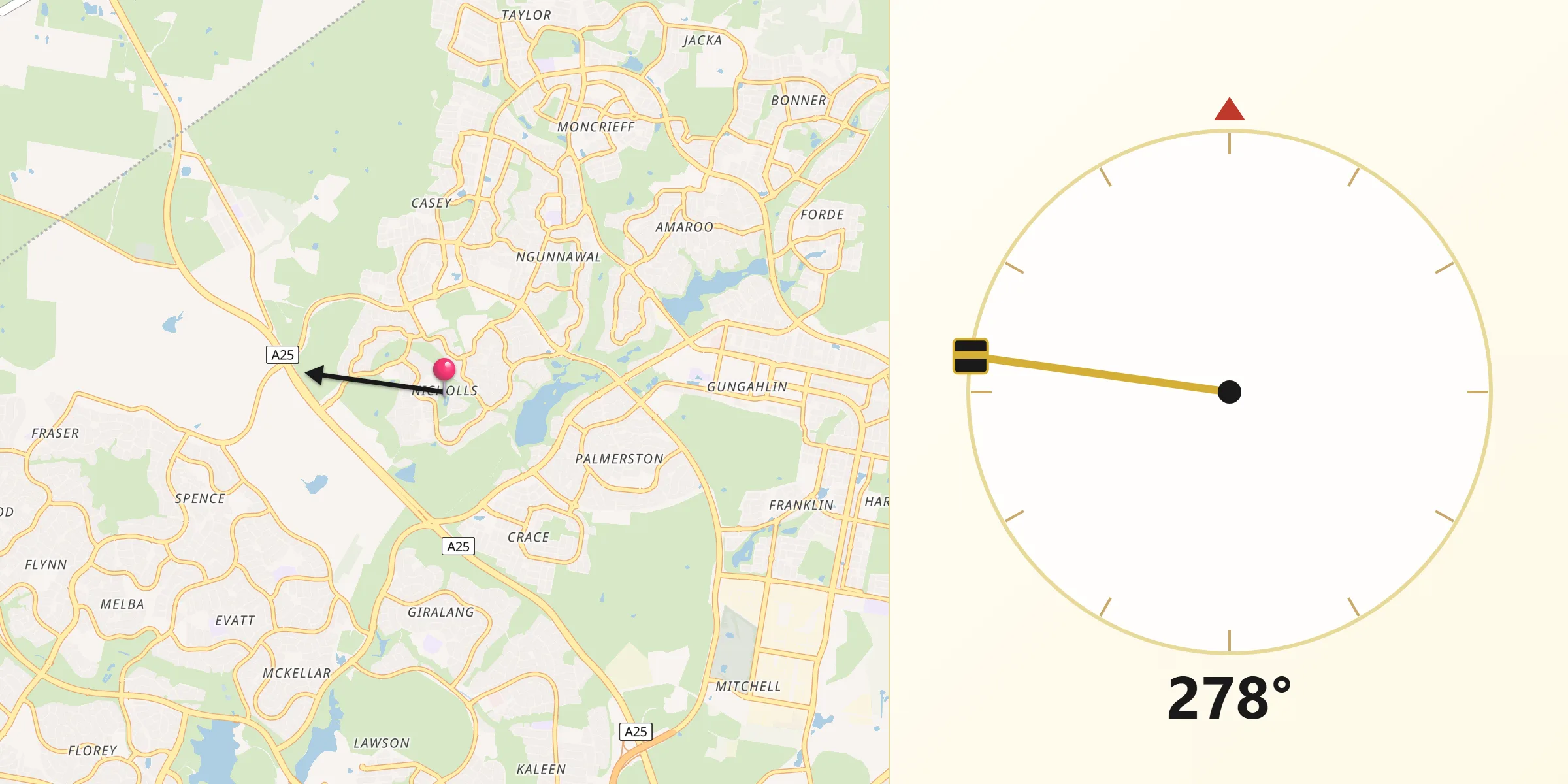 Qibla Direction from Nicholls