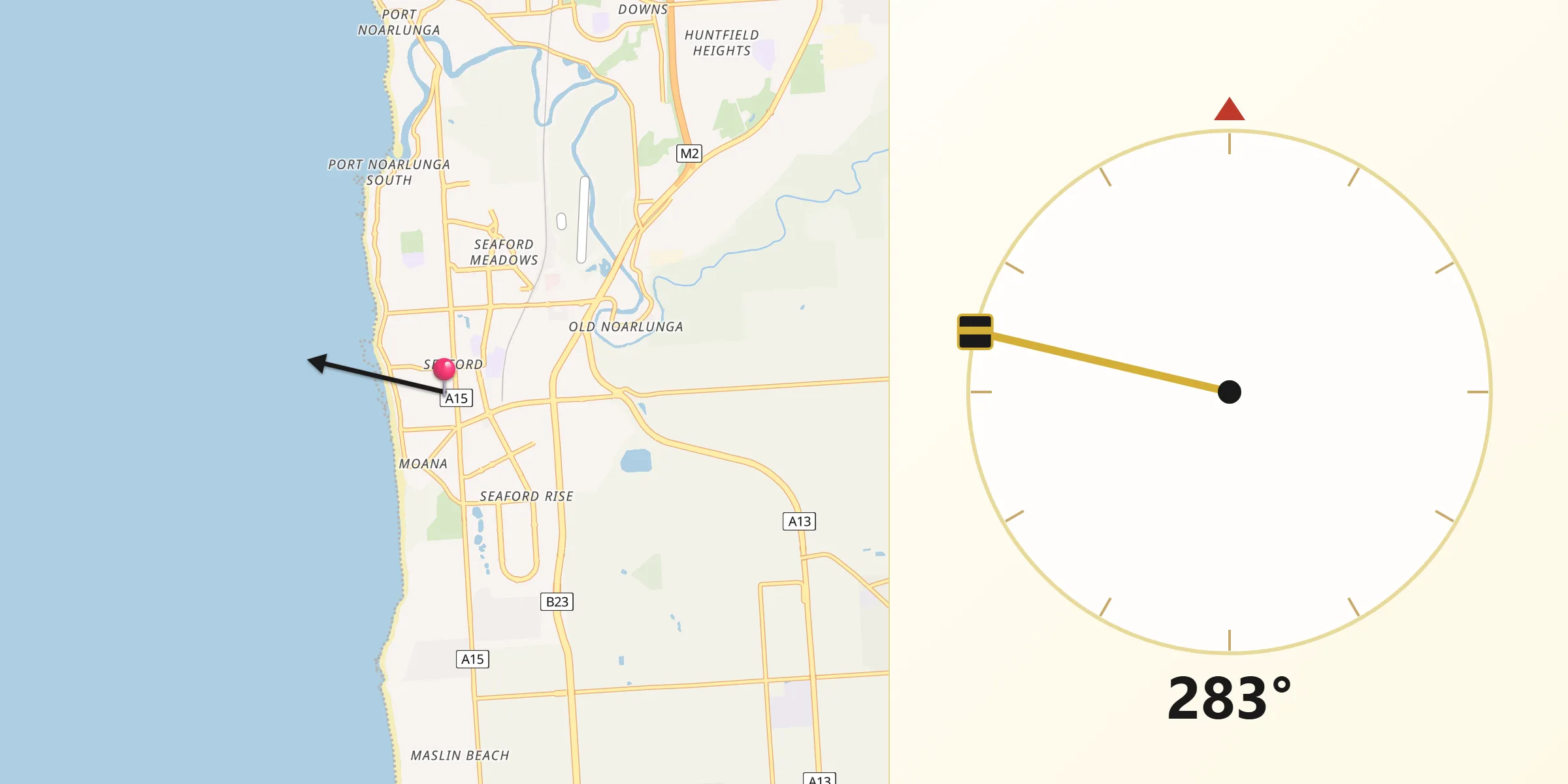 Qibla Direction from Seaford