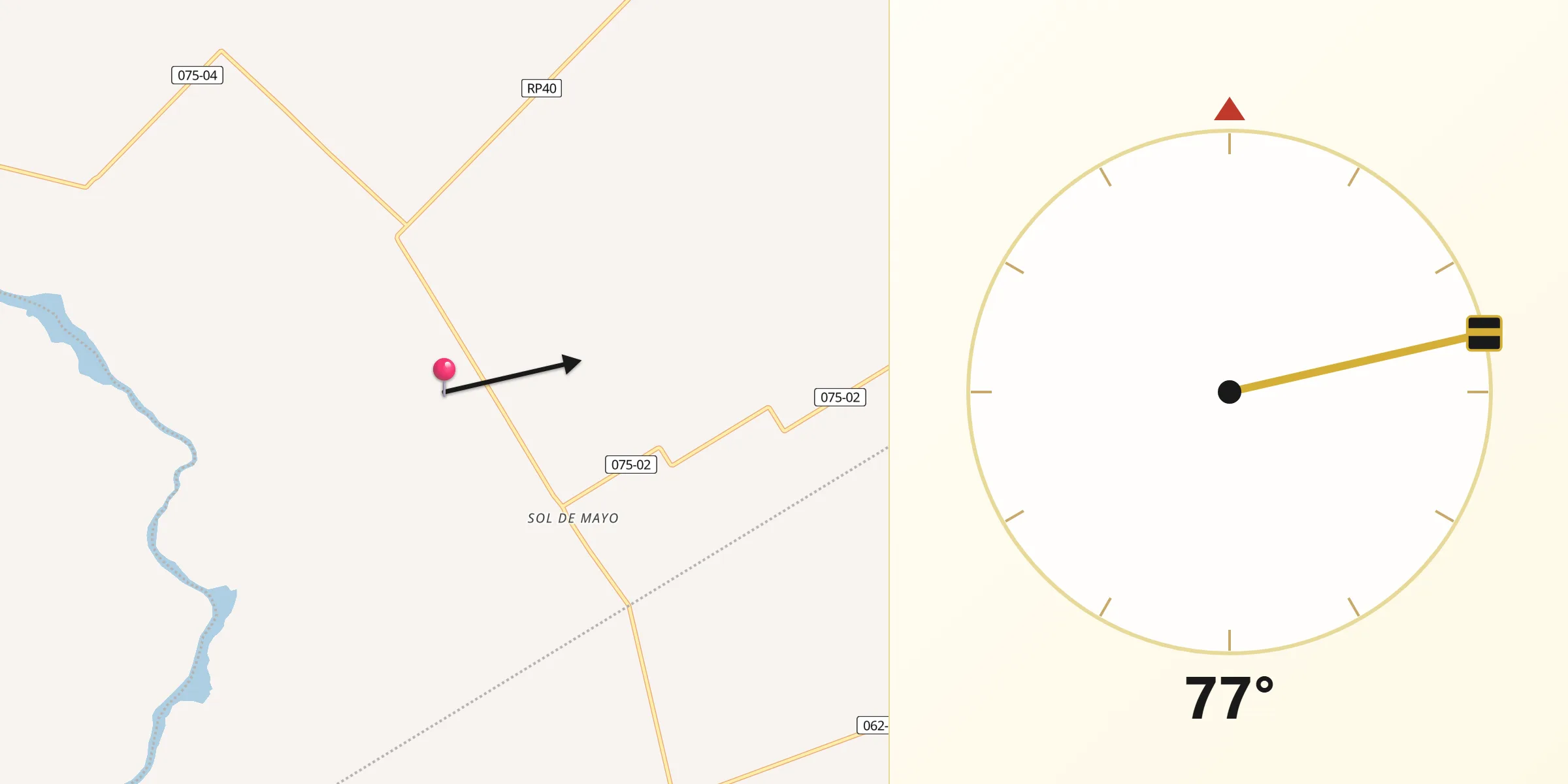Dirección de la Qibla desde Lobos