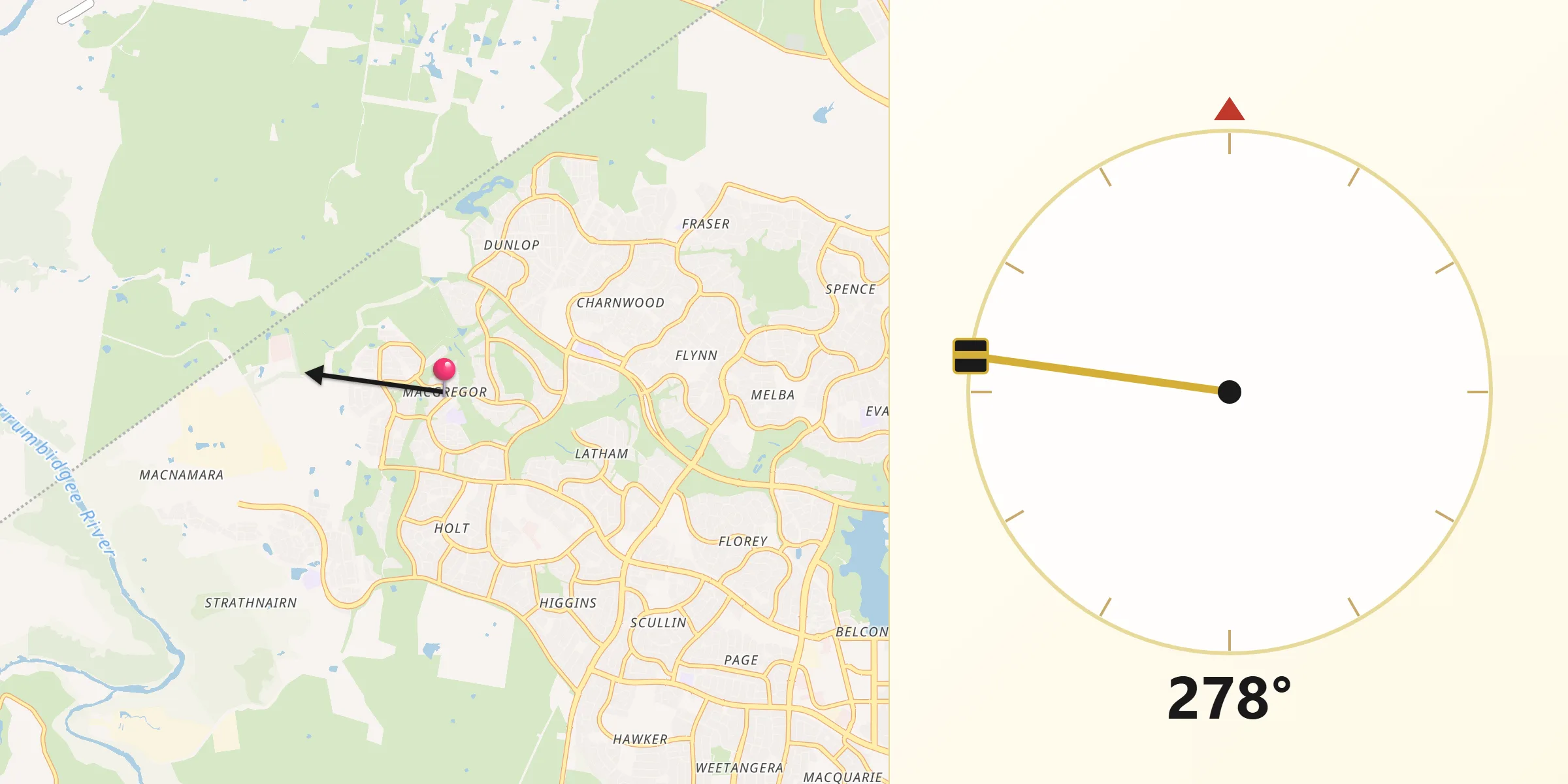 Qibla Direction from Macgregor