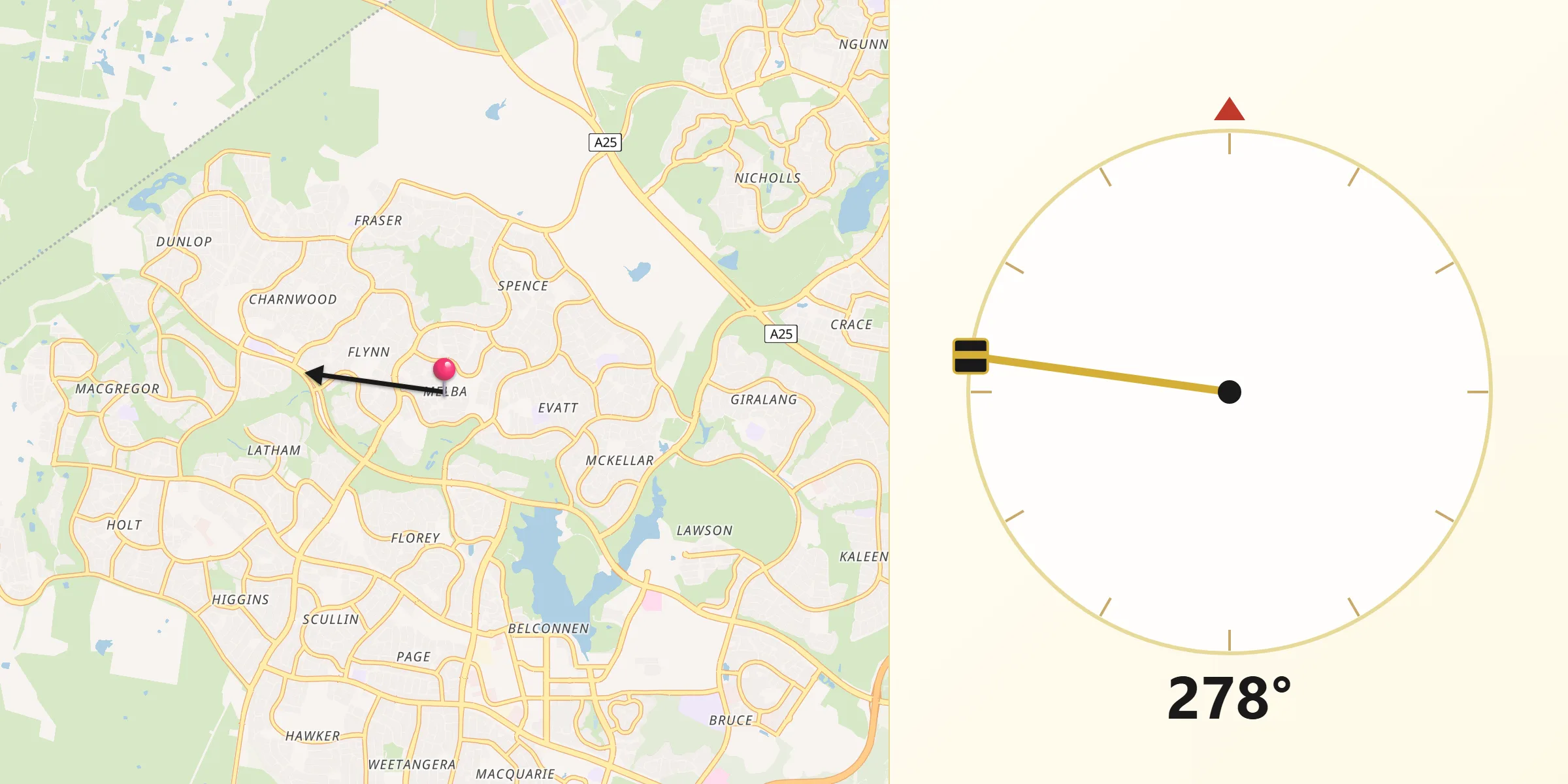 Qibla Direction from Melba