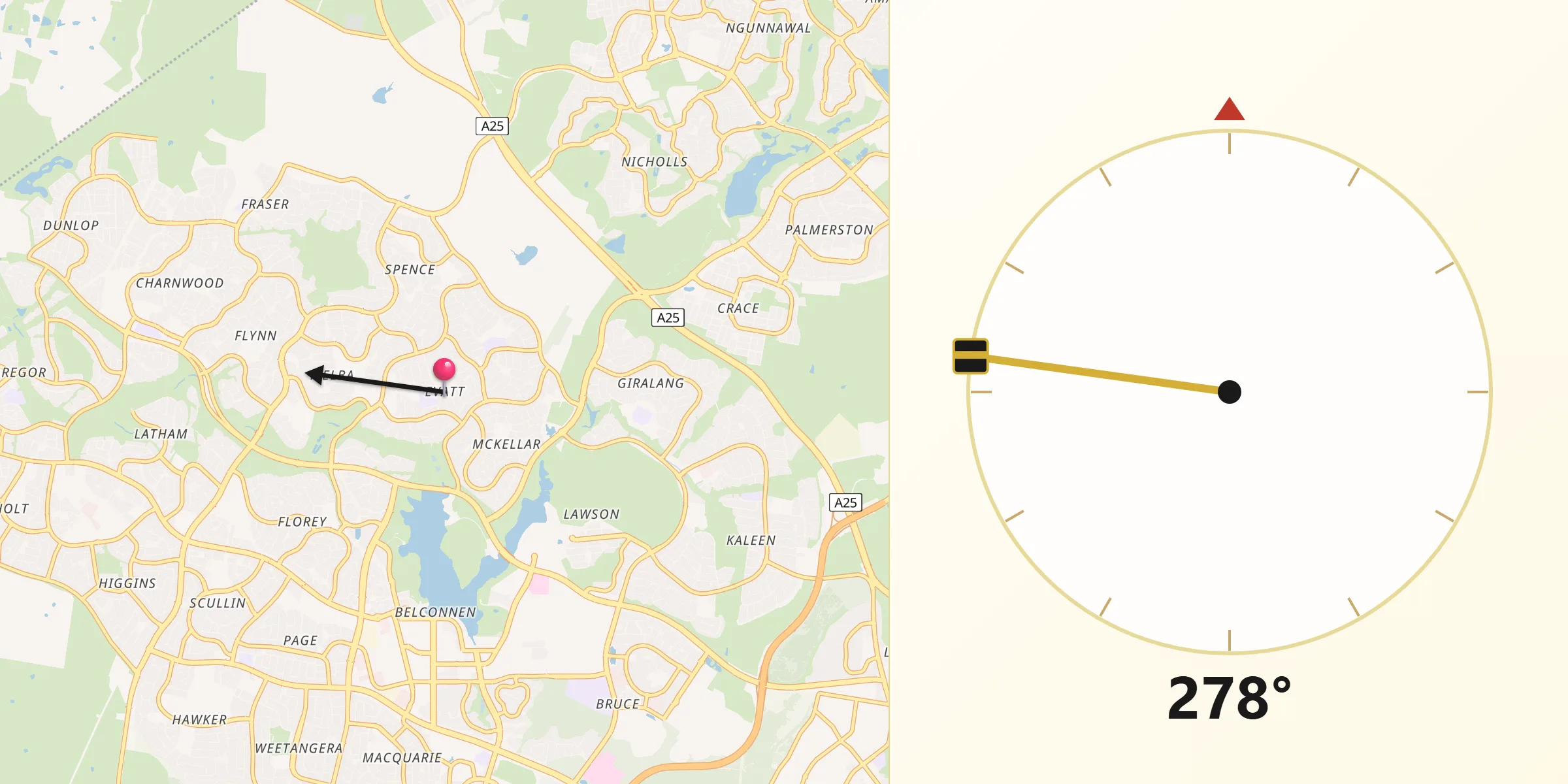 Qibla Direction from Evatt