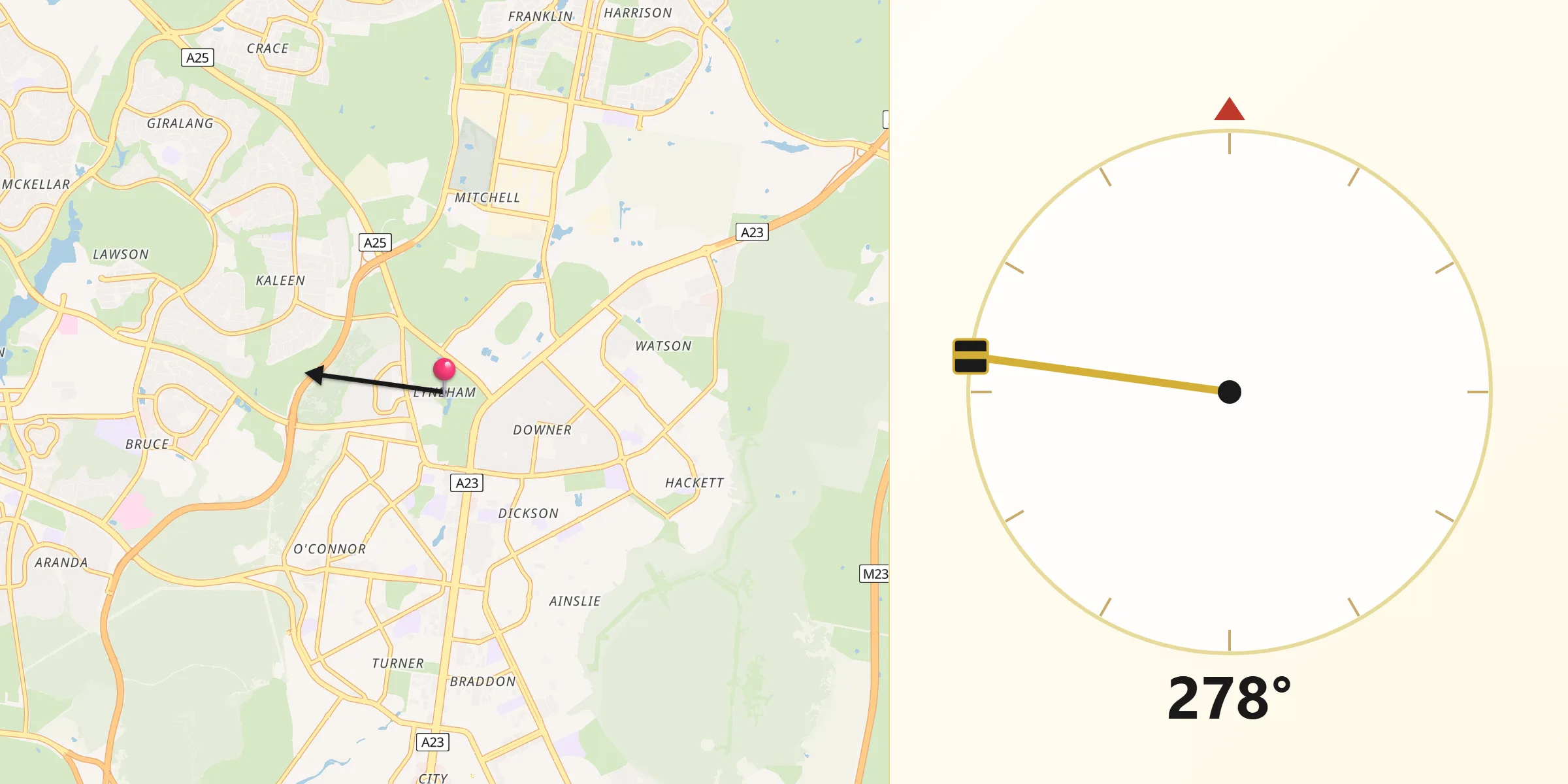 Qibla Direction from Lyneham