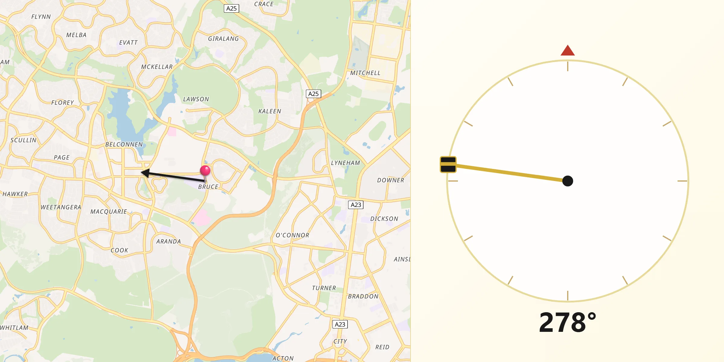 Qibla Direction from Bruce