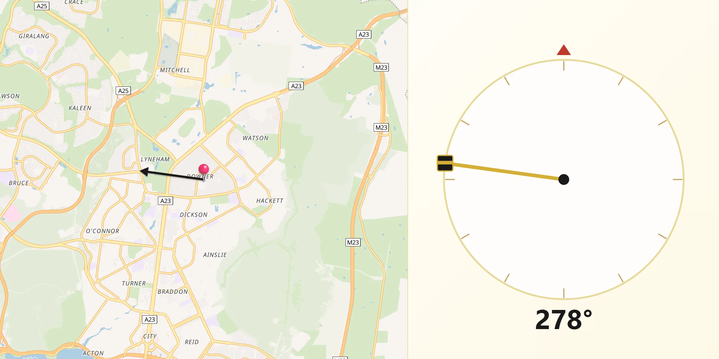 Qibla Direction from Downer