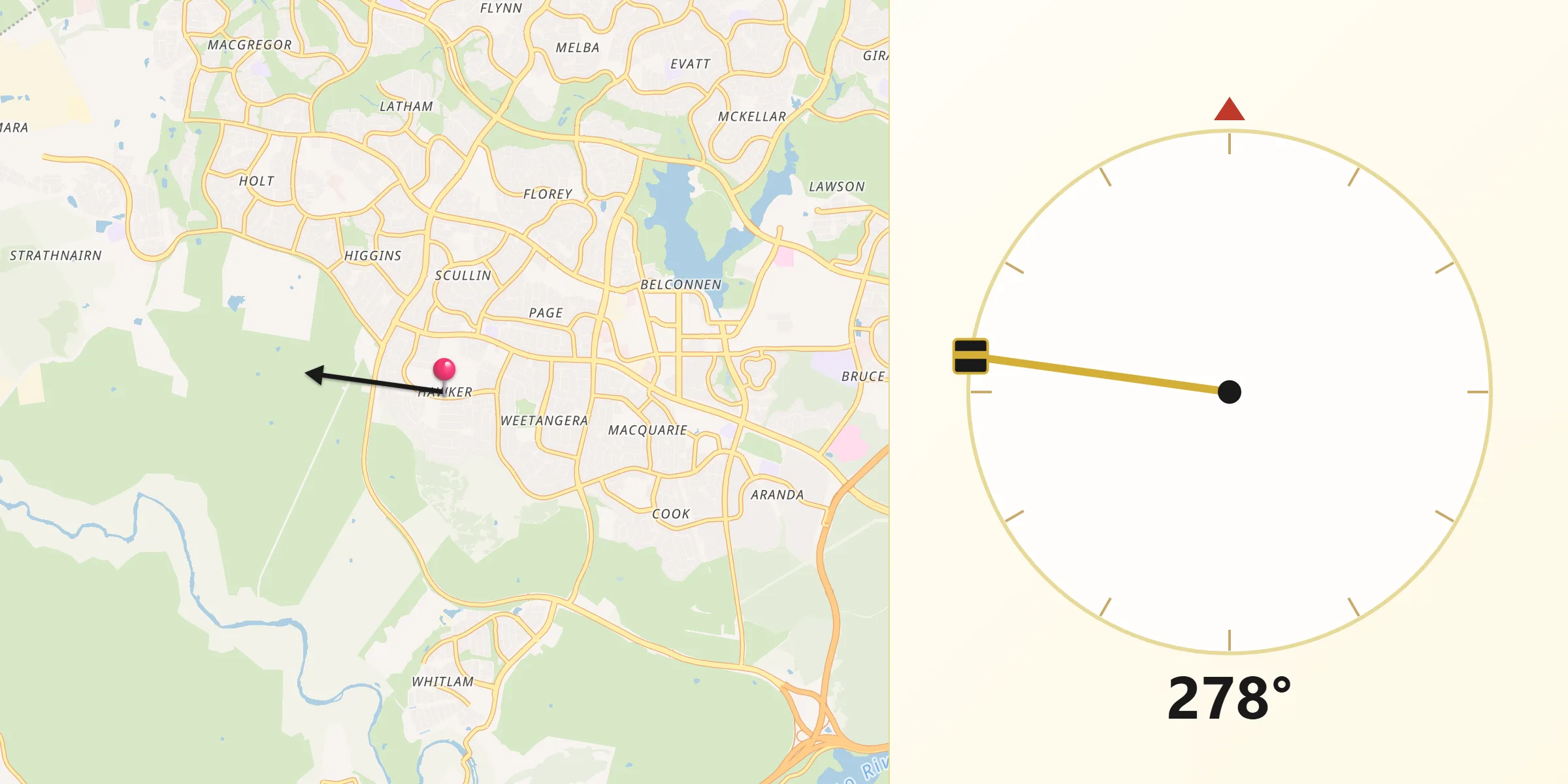 Qibla Direction from Hawker