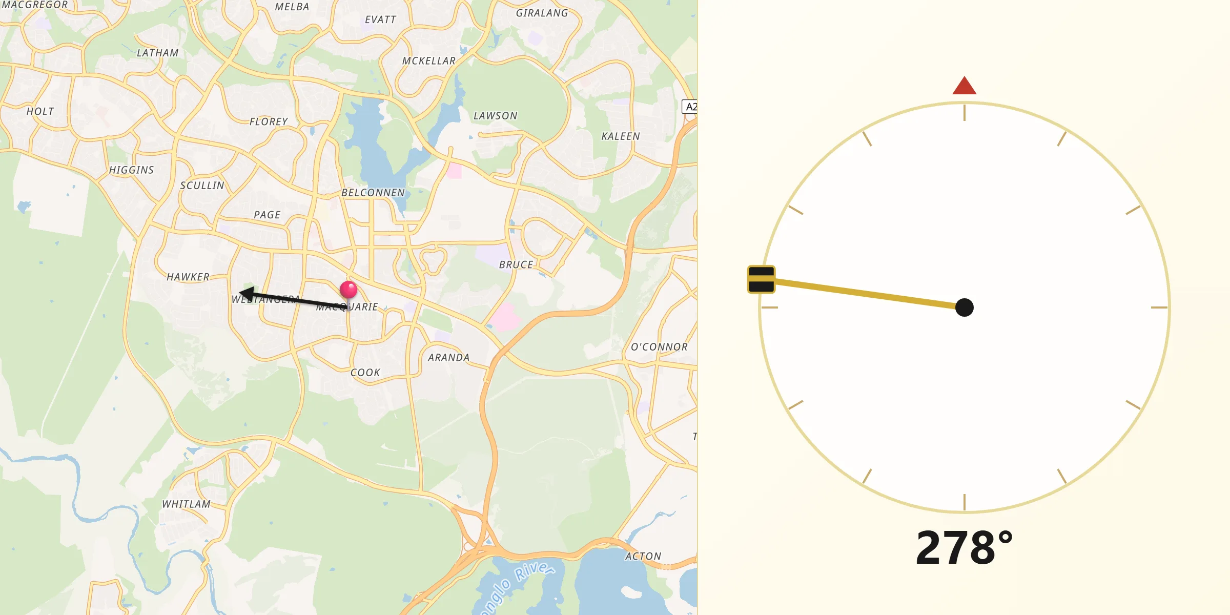 Qibla Direction from Macquarie