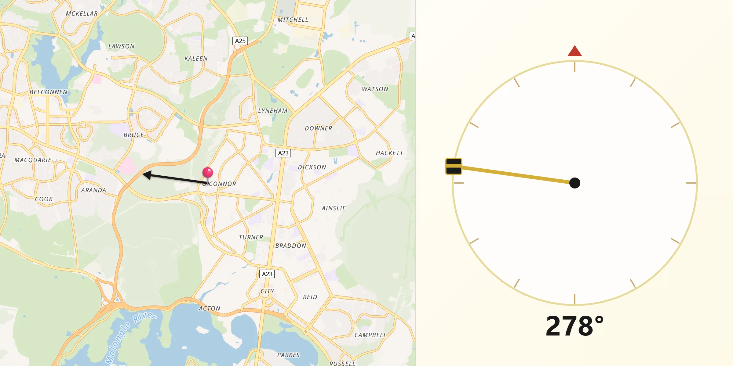 Qibla Direction from O'Connor