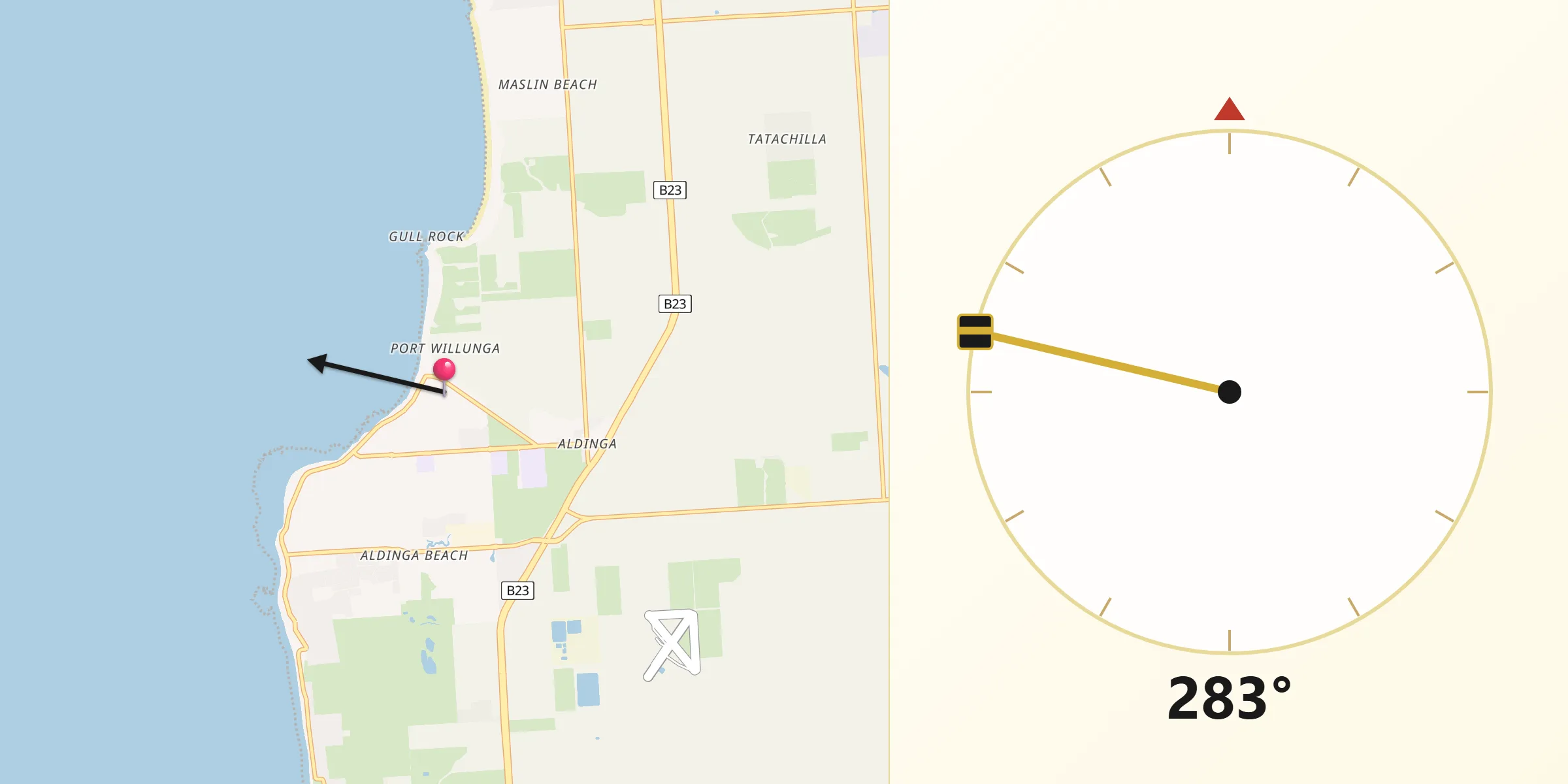 Qibla Direction from Port Willunga