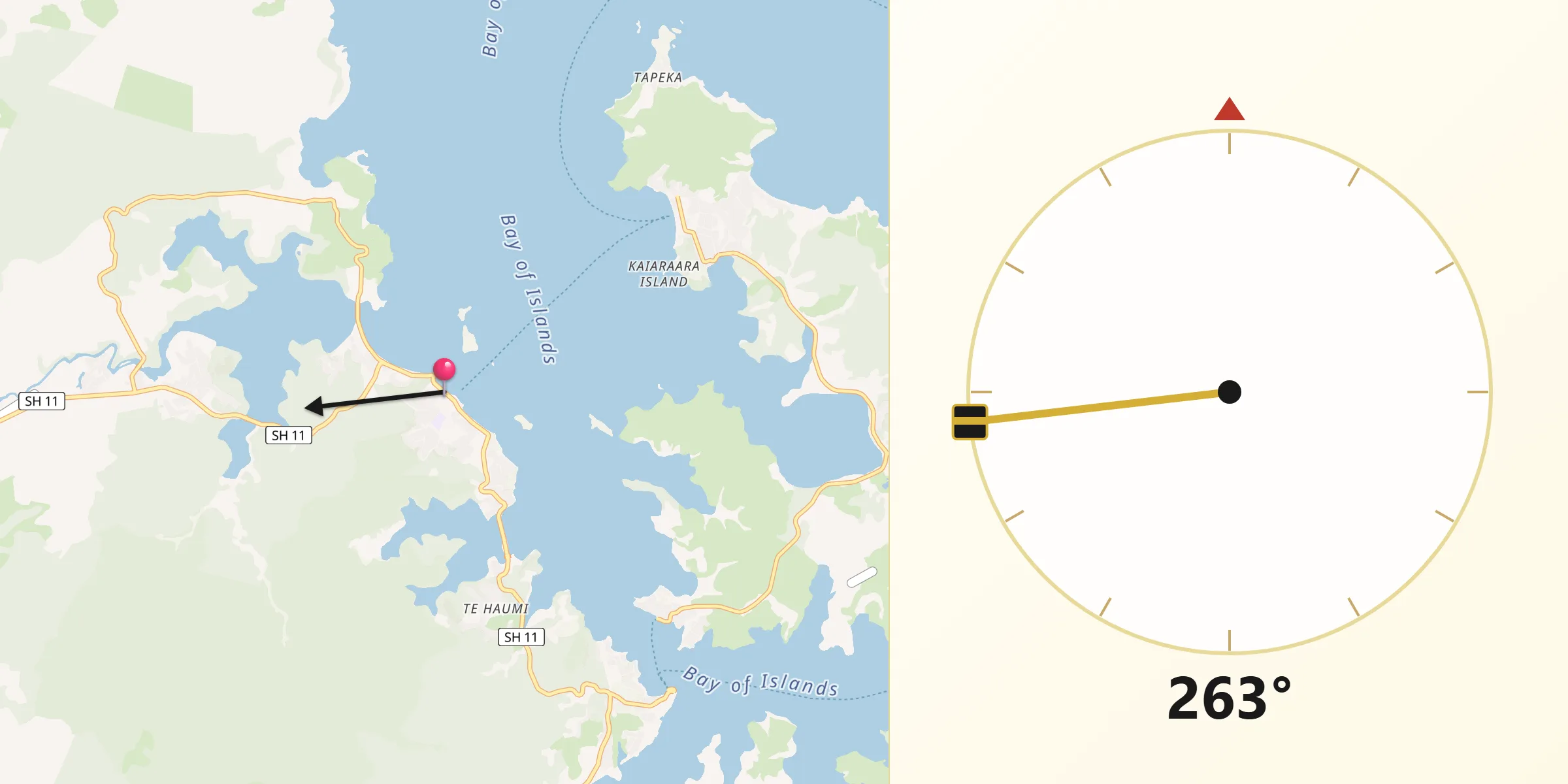 Qibla Direction from Paihia