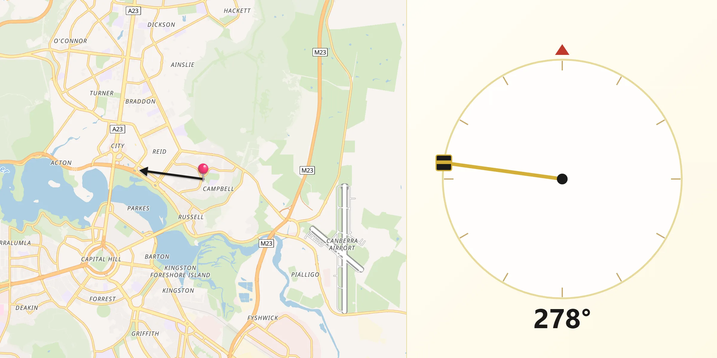 Qibla Direction from Campbell
