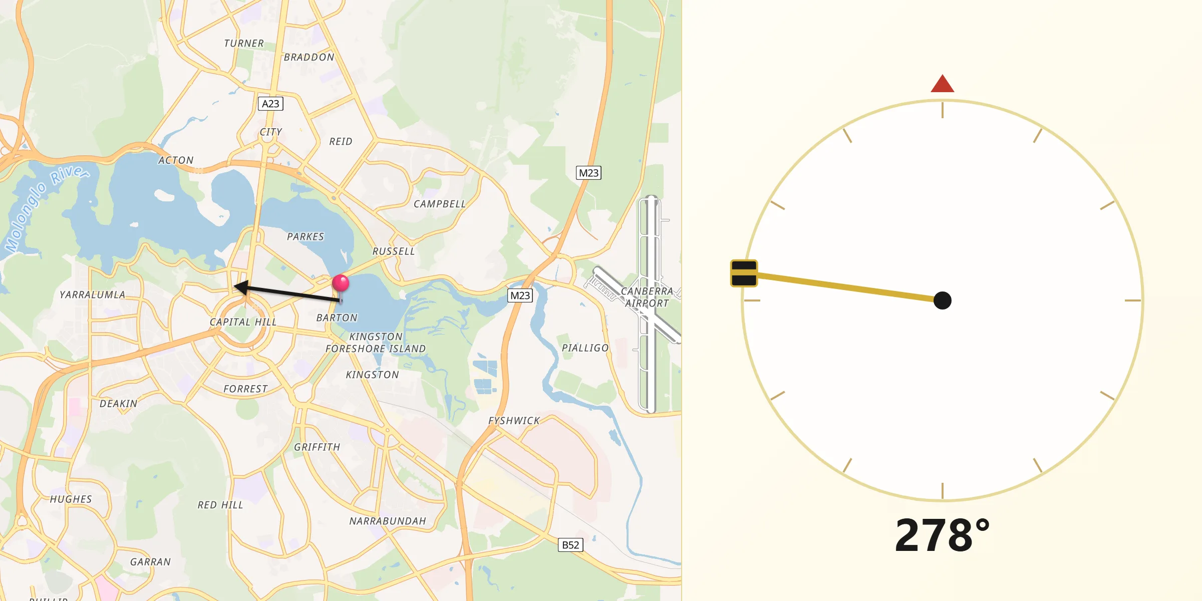 Qibla Direction from Barton