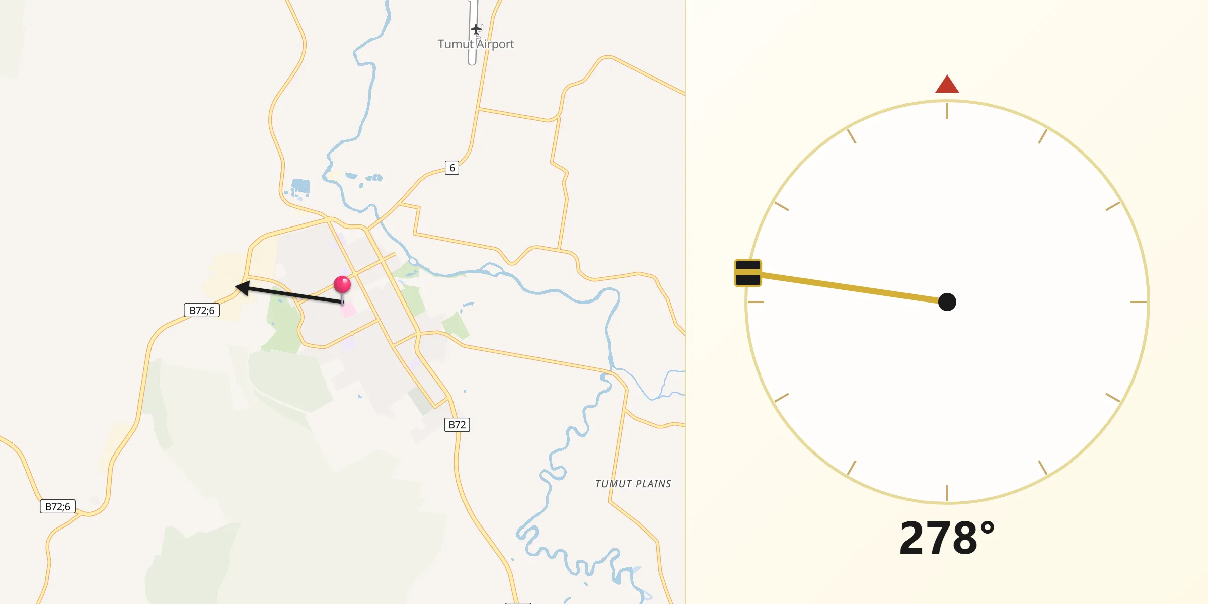 Qibla Direction from Tumut