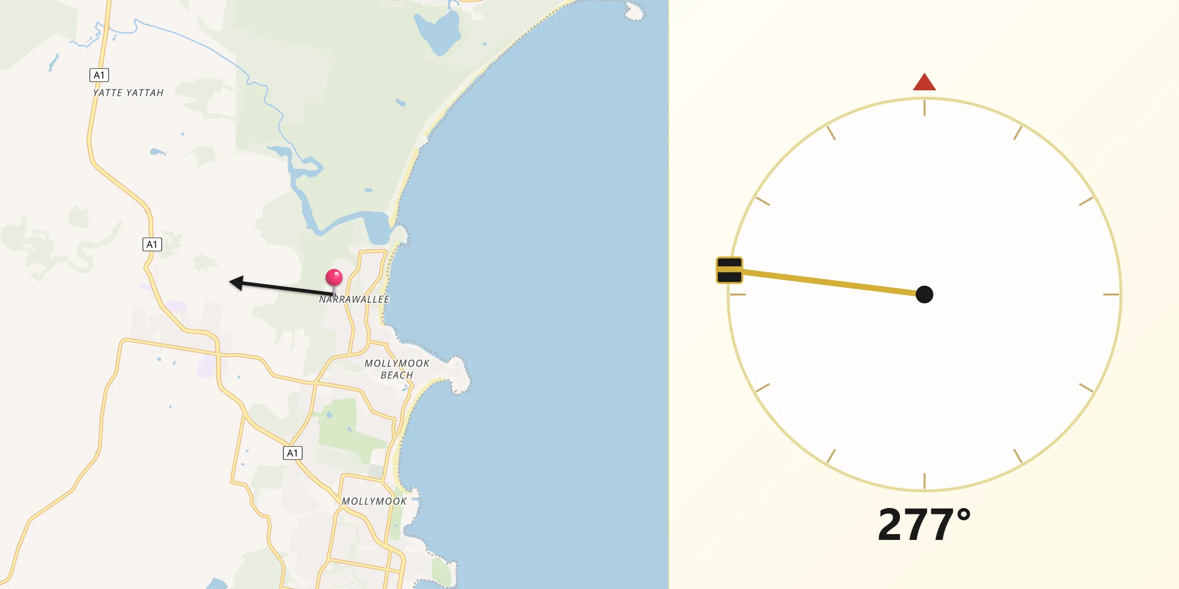 Qibla Direction from Narrawallee