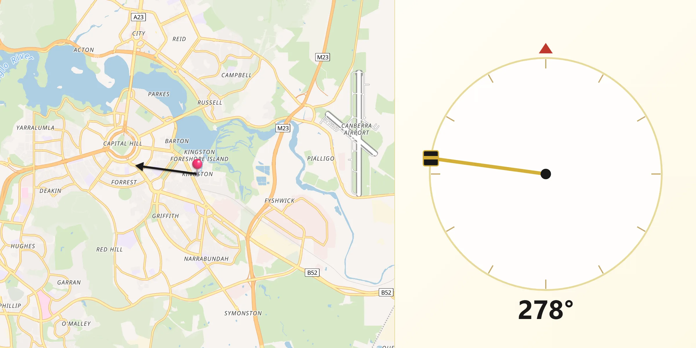 Qibla Direction from Kingston