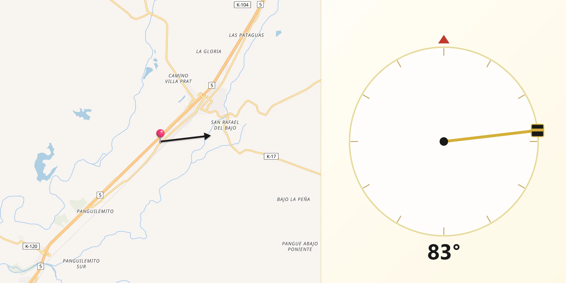 Dirección de la Qibla desde San Rafael