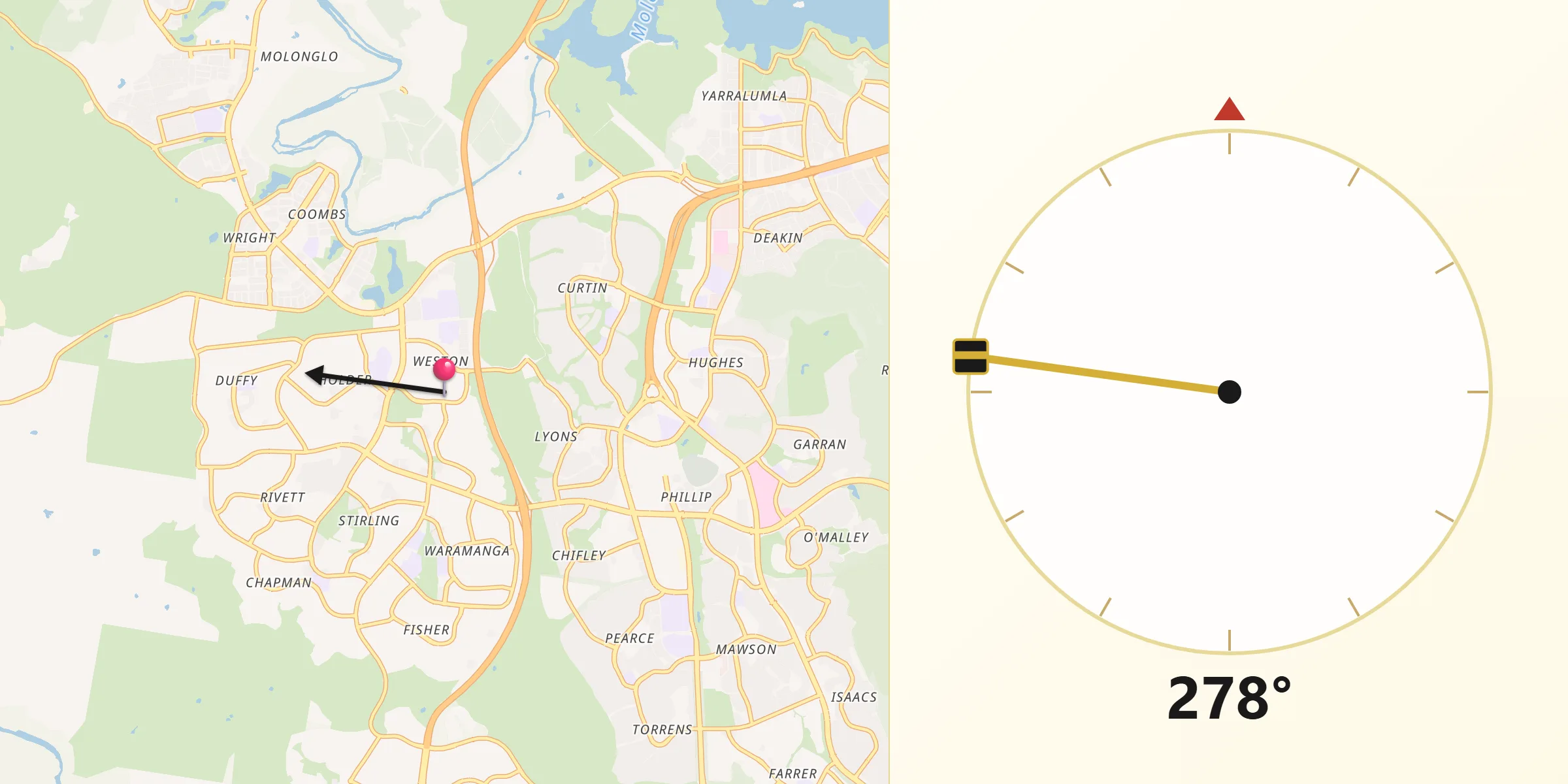 Qibla Direction from Weston