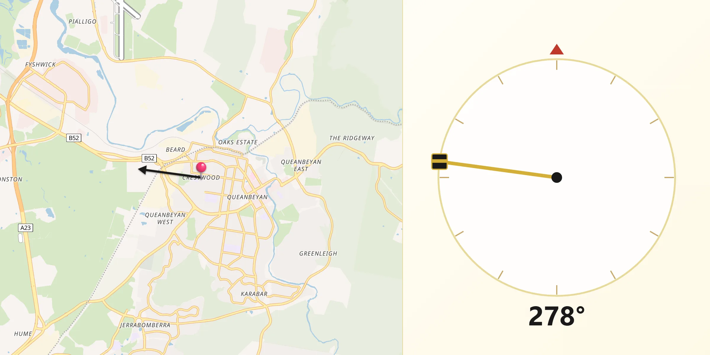 Qibla Direction from Crestwood