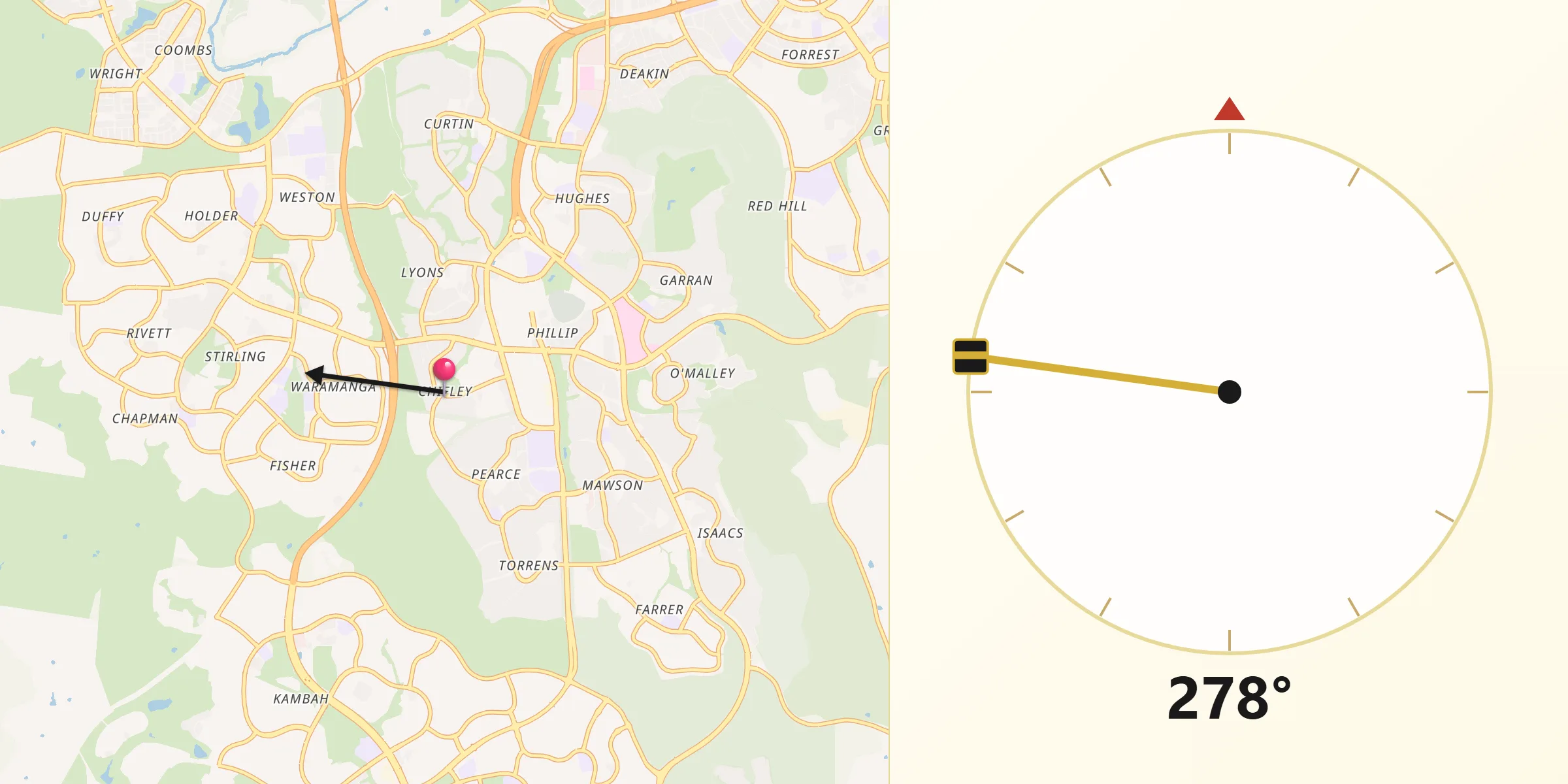 Qibla Direction from Chifley