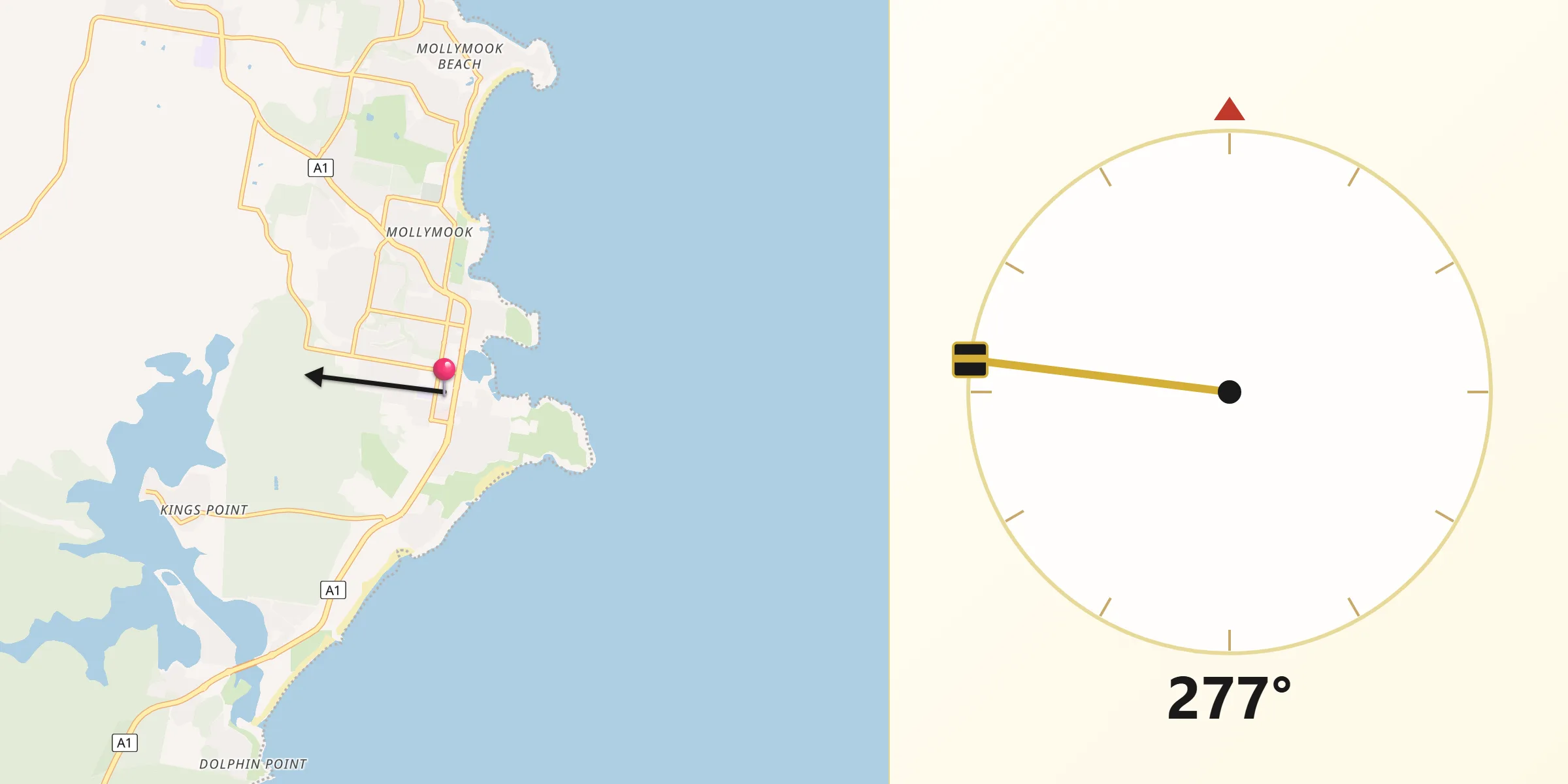 Qibla Direction from Ulladulla