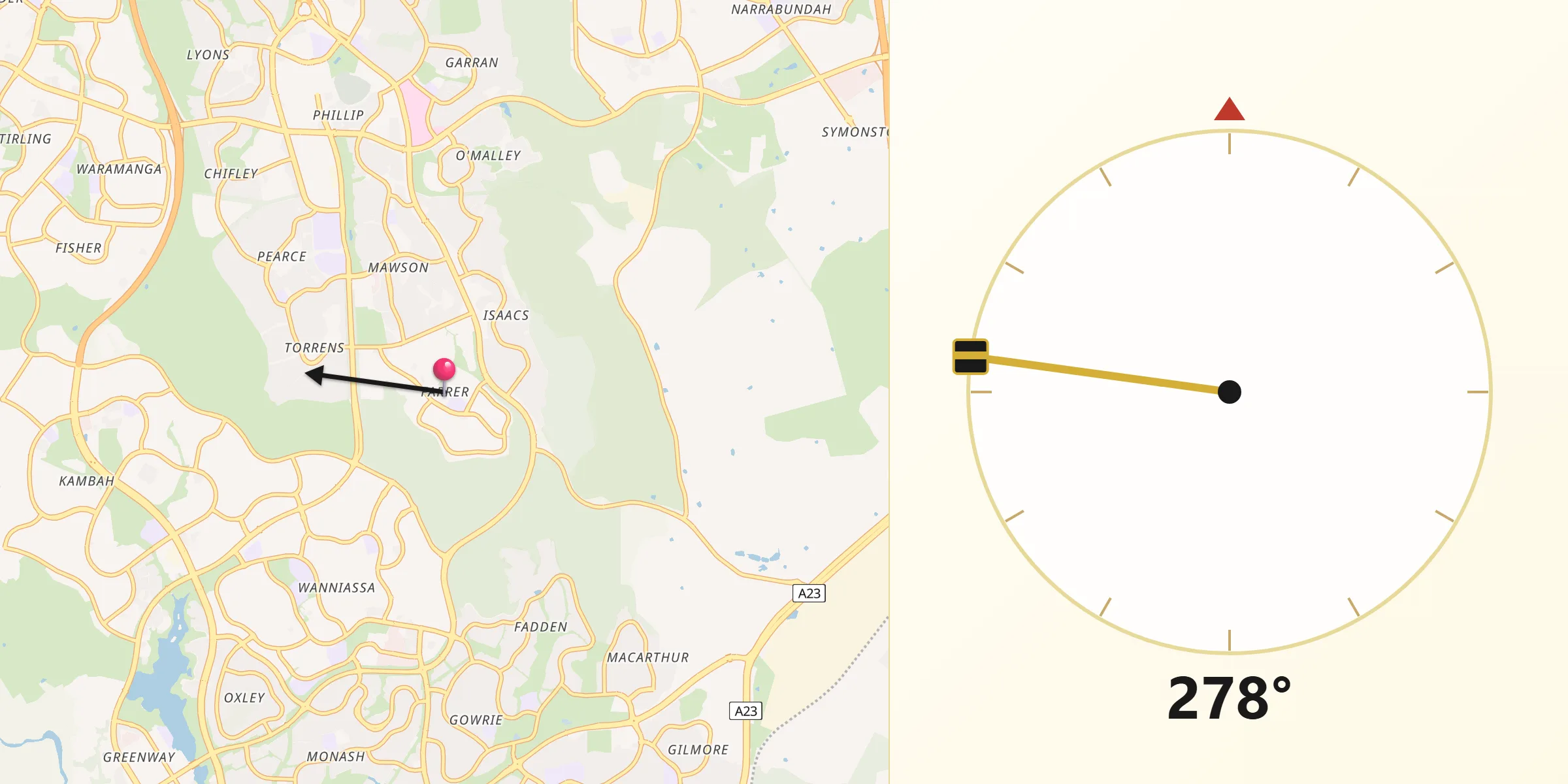 Qibla Direction from Farrer
