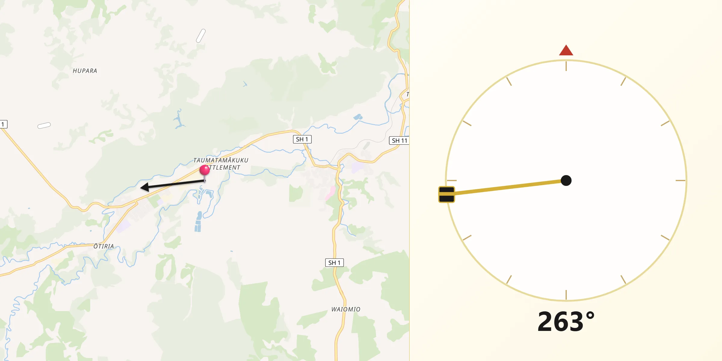 Qibla Direction from Moerewa