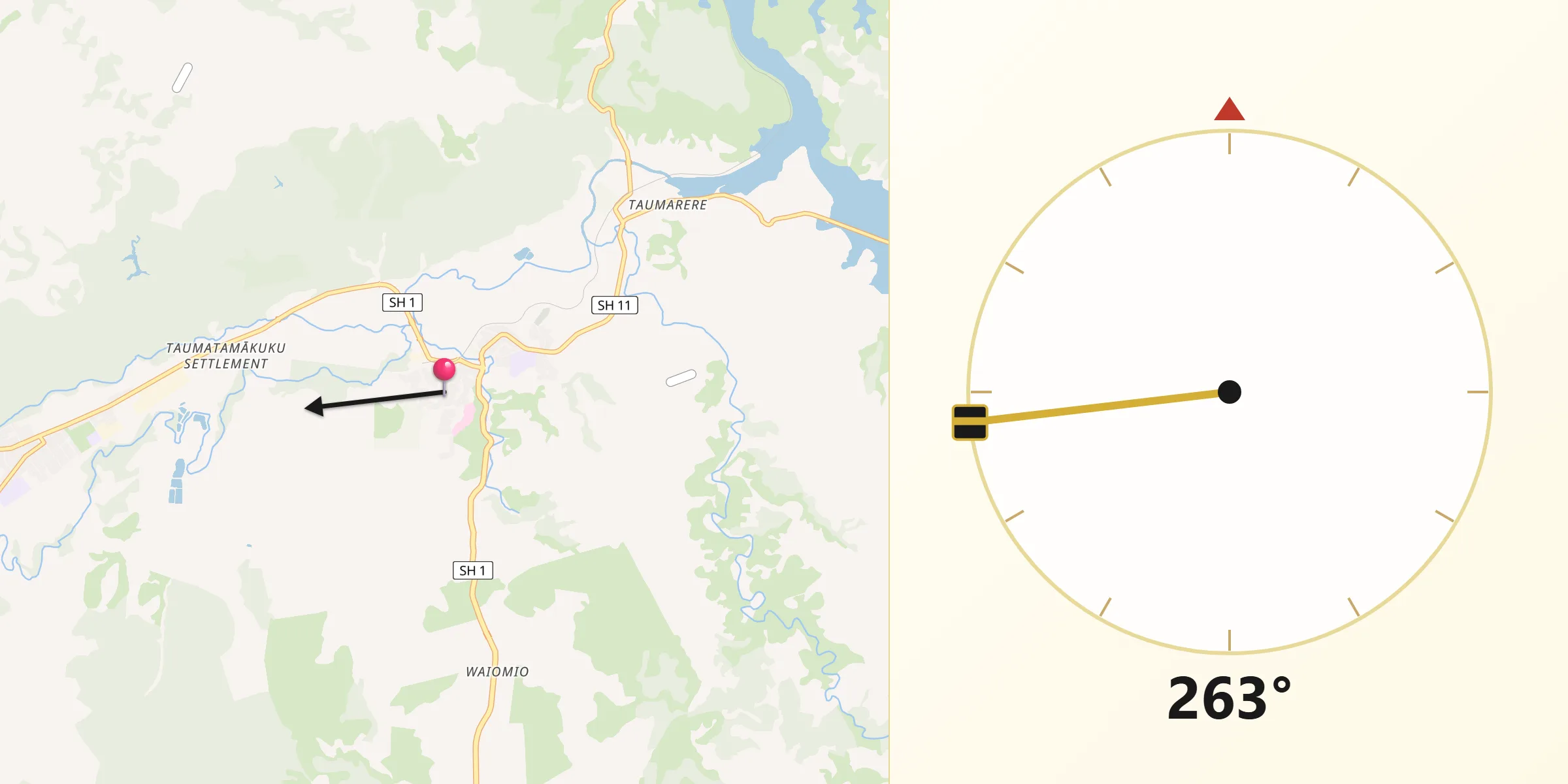 Qibla Direction from Kawakawa