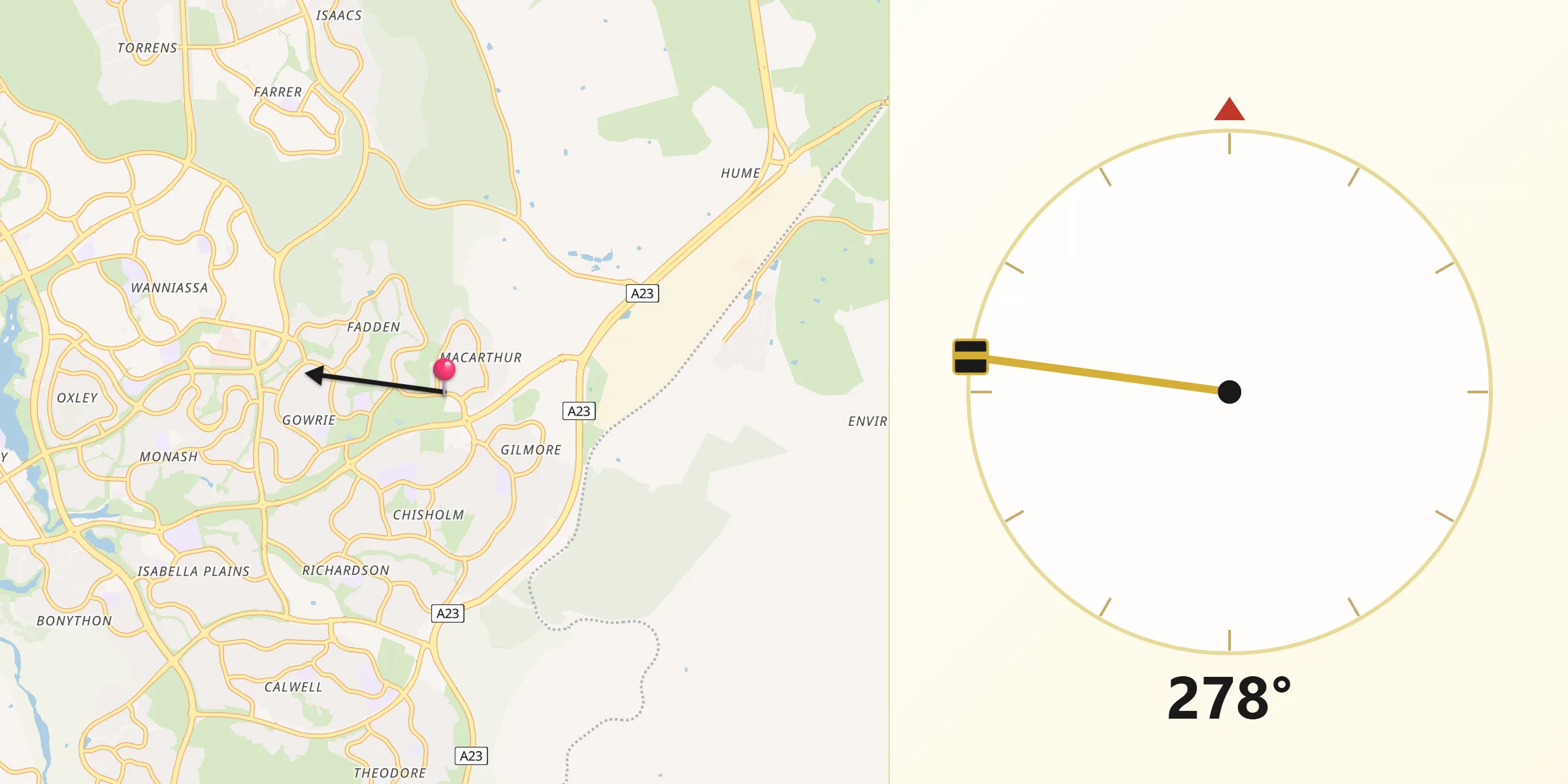 Qibla Direction from Macarthur