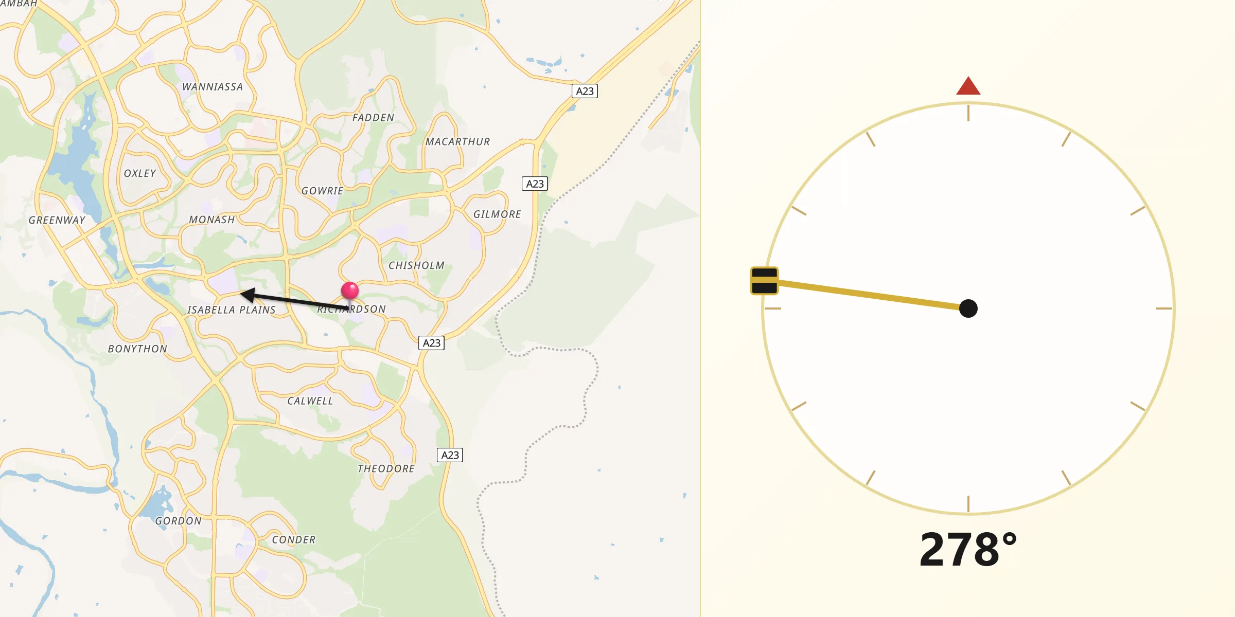 Qibla Direction from Richardson