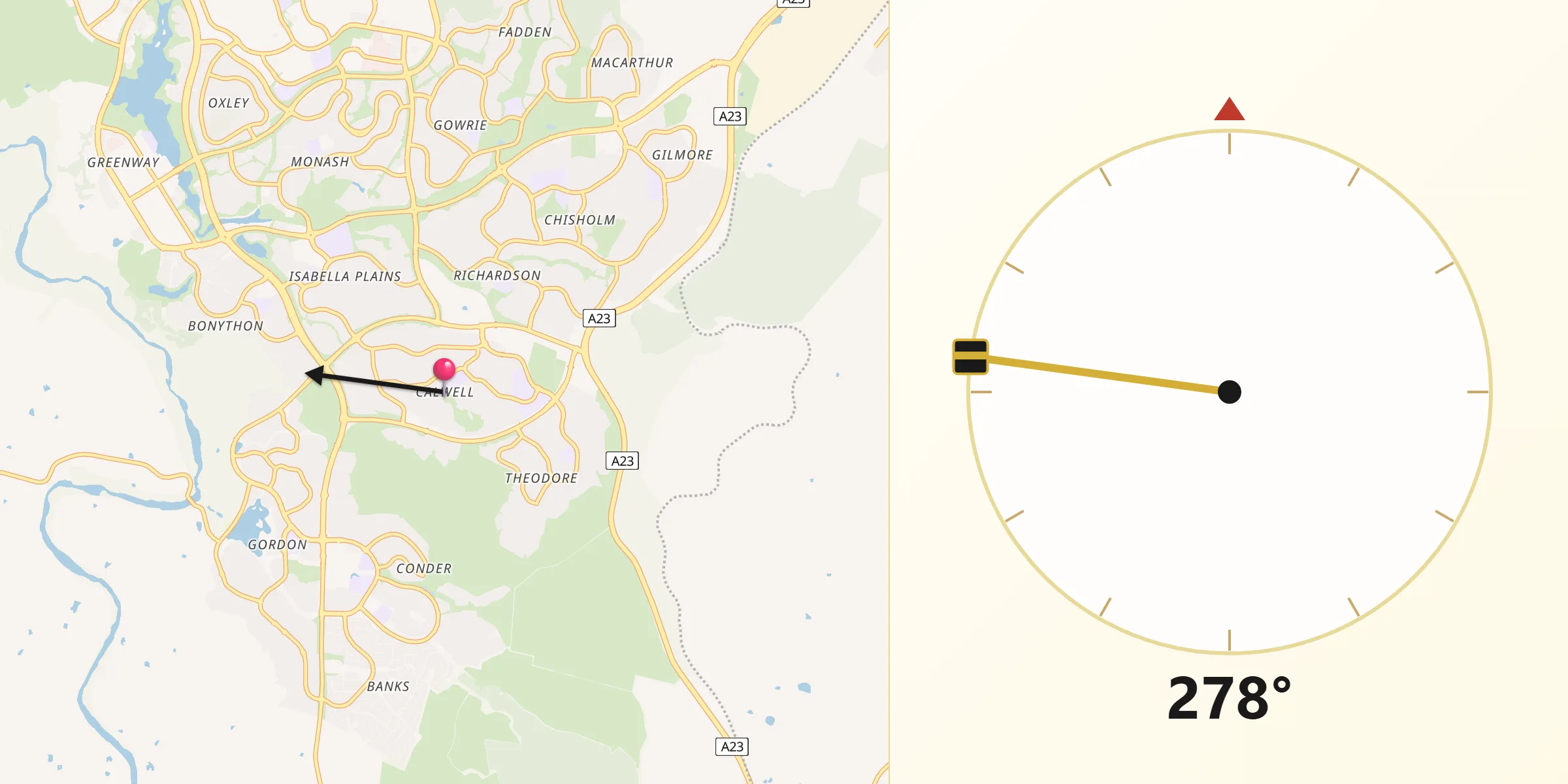 Qibla Direction from Calwell